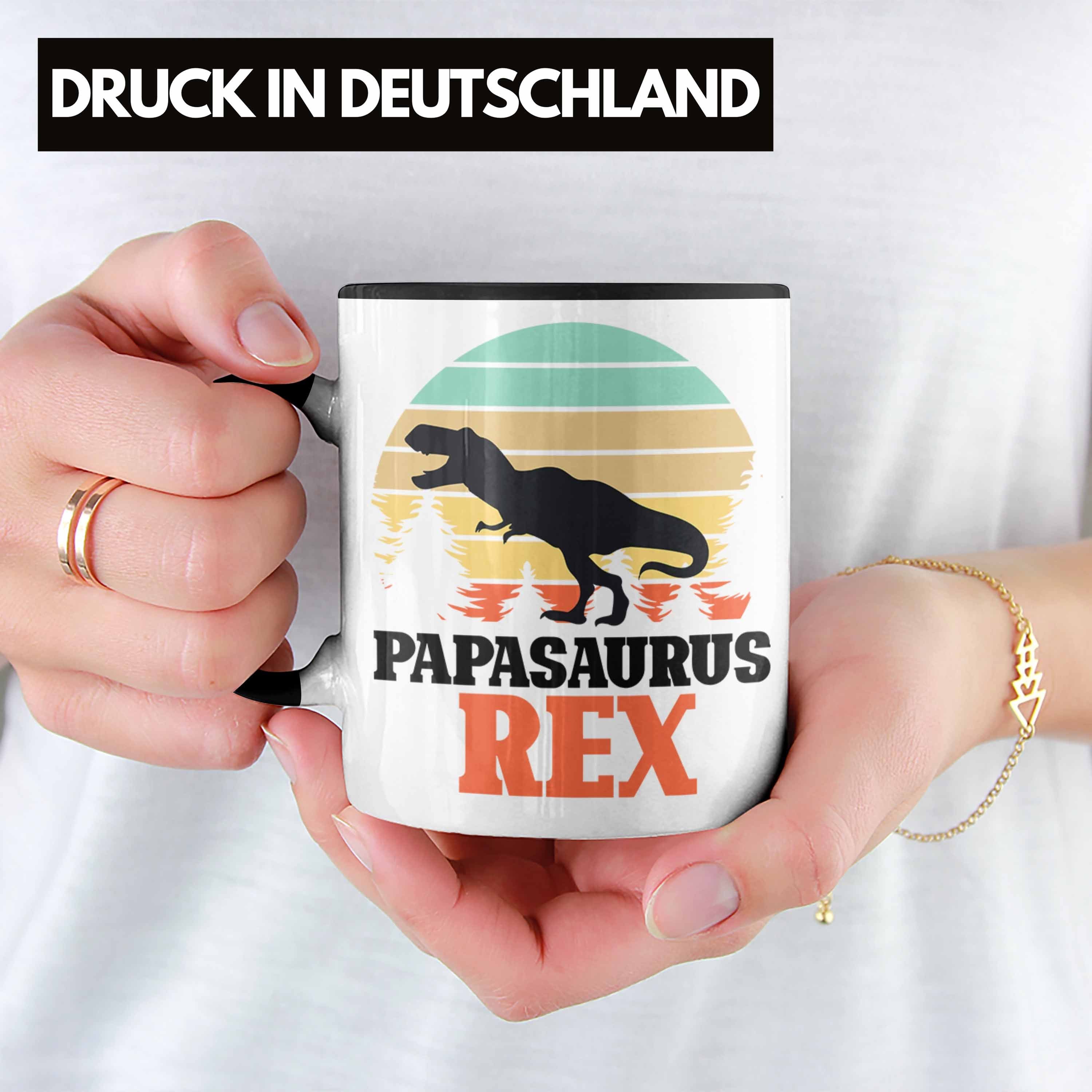 Lustiges Rex Papa für Geschenk Trendation Tasse Vater Schwarz Vatertag Papasaurus Gesche Tasse