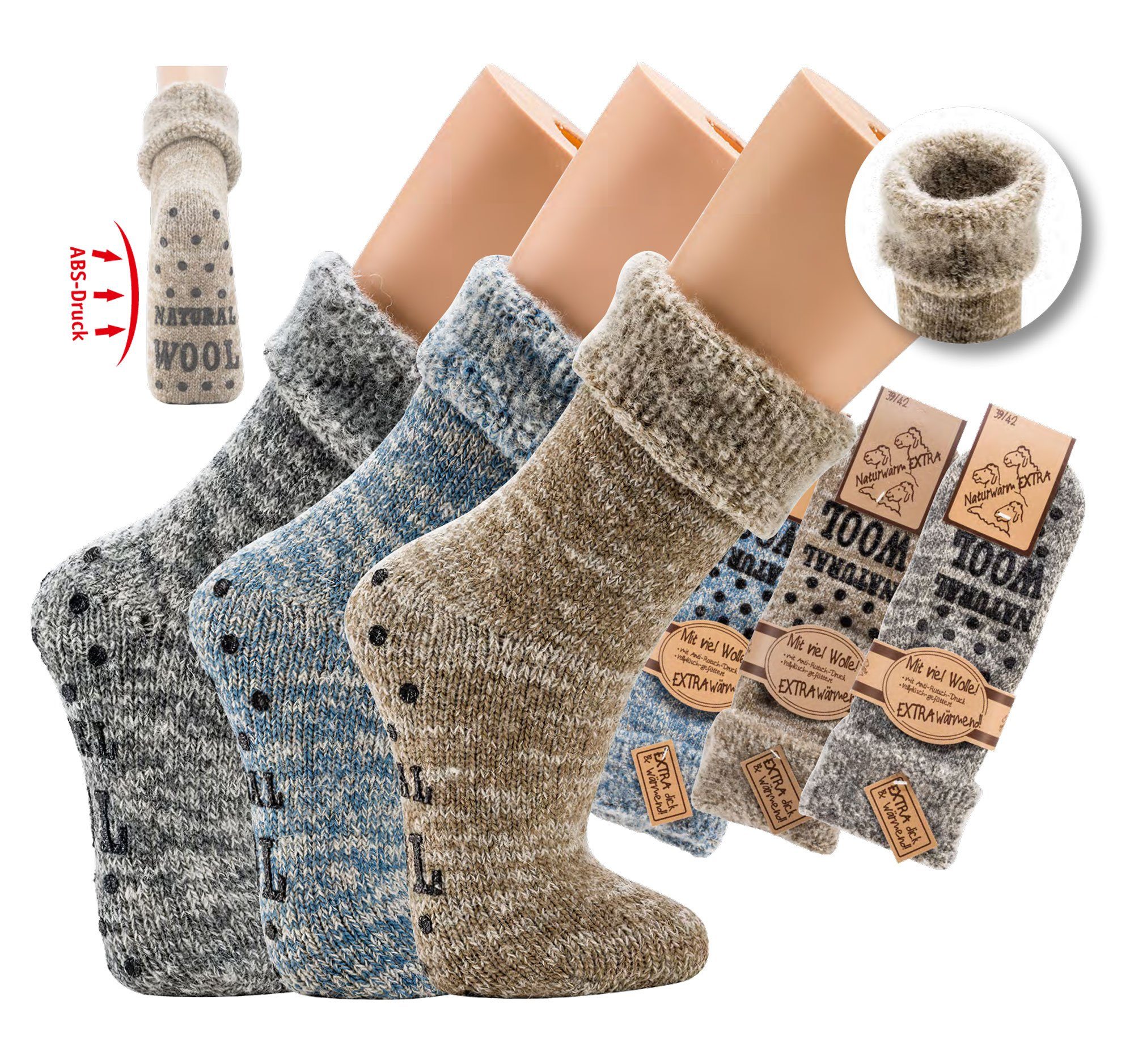 Socks 4 Fun ABS-Socken Flauschige Thermo Wollsocken mit ABS Druck für Herre günstig online kaufen