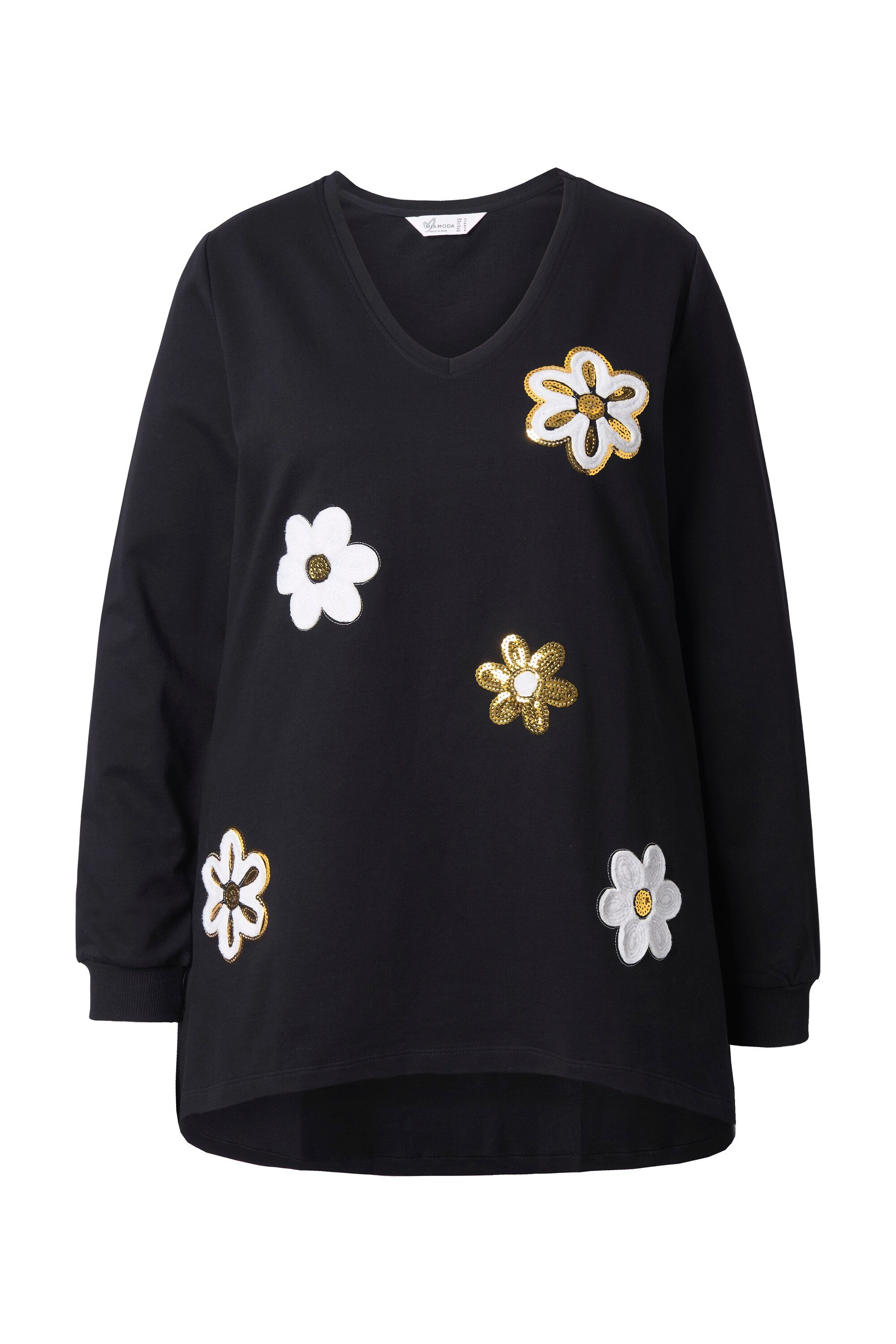 MIAMODA Sweatshirt Sweatshirt A-Linie Blumen-Applikationen günstig online kaufen