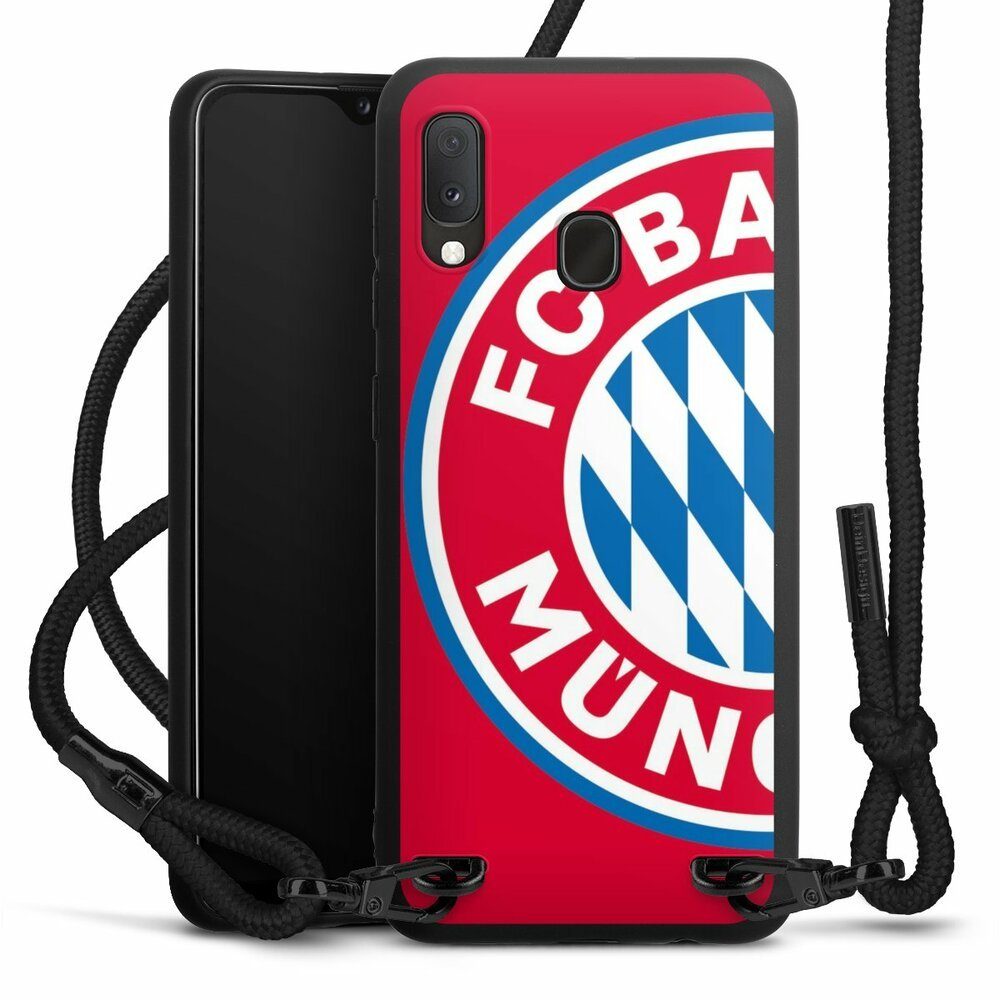 DeinDesign Handyhülle FC Bayern München Offizielles Lizenzprodukt FCB  Großes FCB Logo Rot, Samsung Galaxy A20 Premium Handykette Hülle mit Band  Case zum Umhängen
