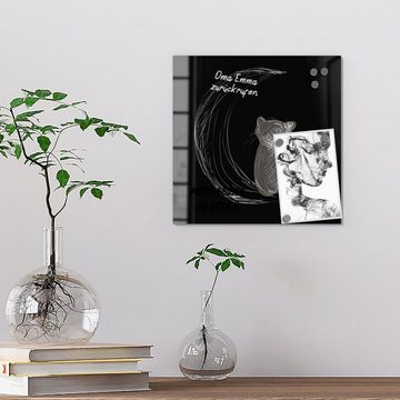 DEQORI Magnettafel 'Die Katze und der Mond', Whiteboard Pinnwand beschreibbar