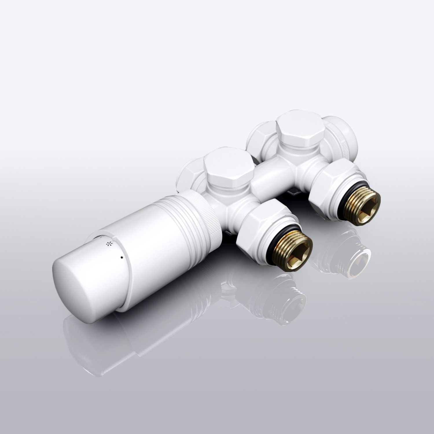 SONNI Heizkörperthermostat Multiblock Set für Heizkörper Thermostat Anschlussarmatur, mit Thermostatkopf ; 50mm G 1/2" Weiß | Heizkörperthermostate