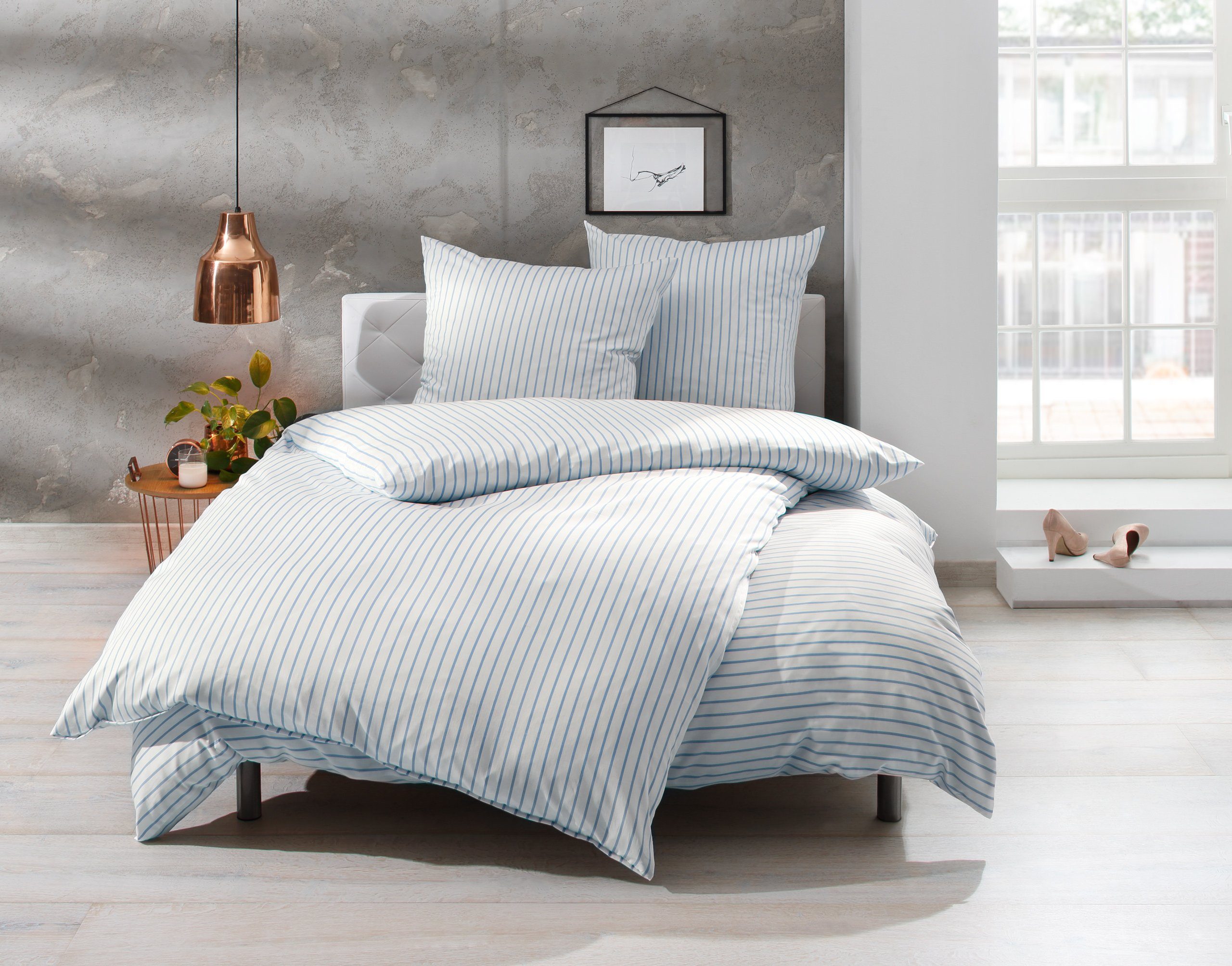BETTWAESCHE-MIT-STIL Bettwäsche Mako Satin Bettwäsche Streifen günstig online kaufen