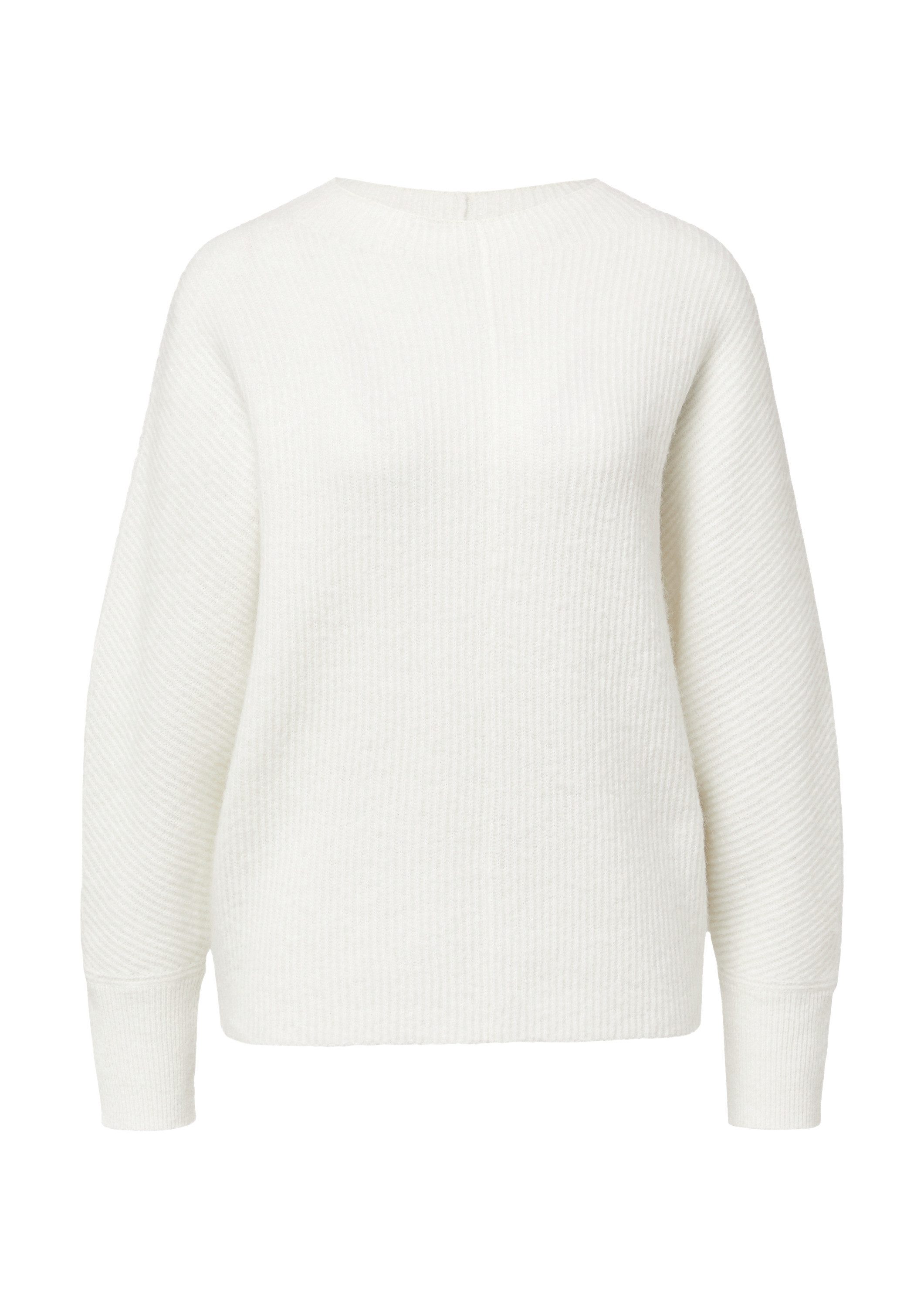 comma Longpullover Strickpullover Haariger Strickpullover mit Fledermausärmeln