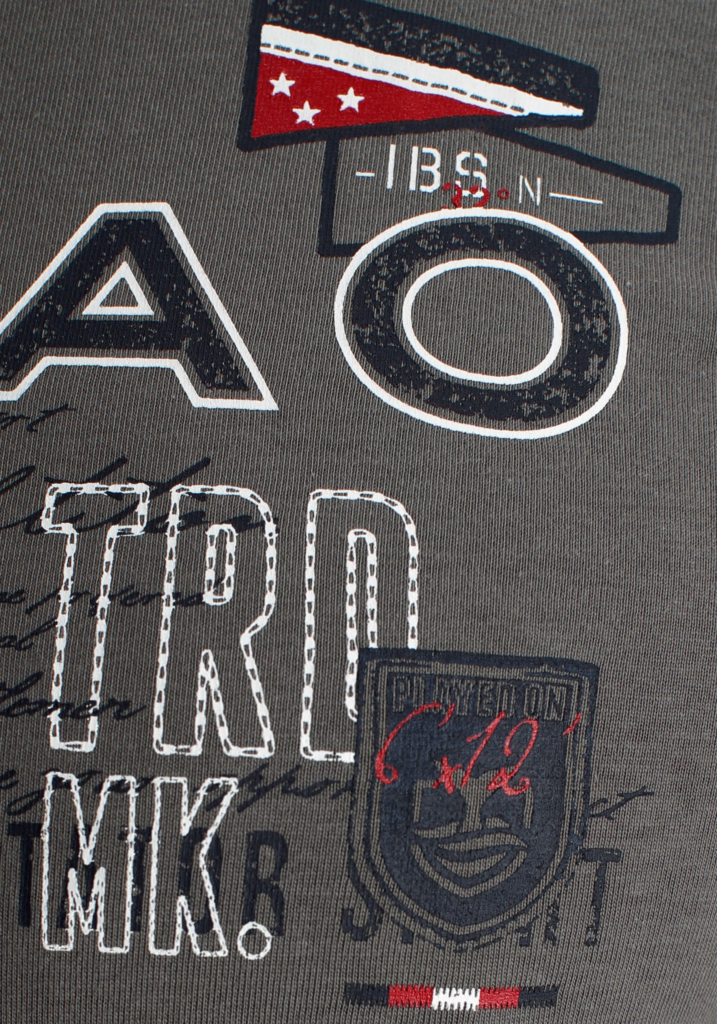 DELMAO Langarmshirt mit modischem NEUE grau Brustprint MARKE! 