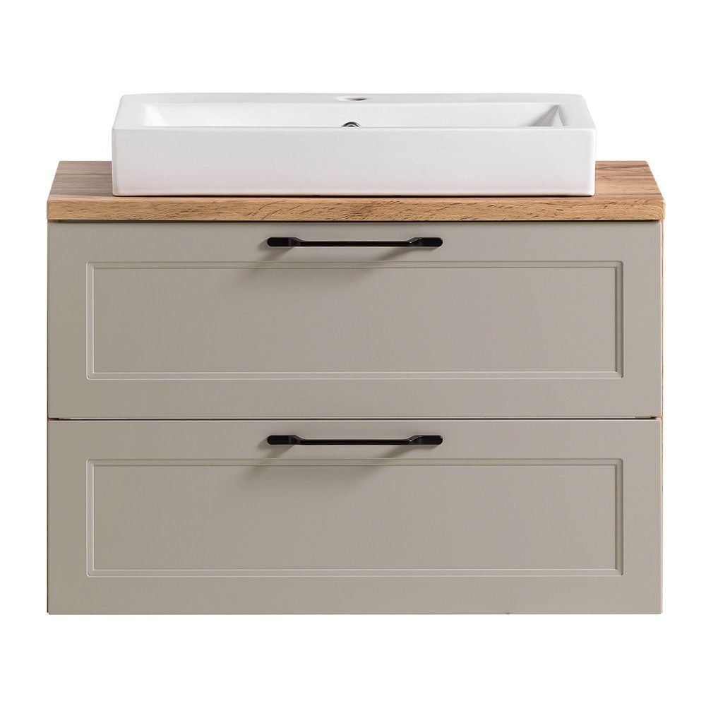 Lomadox Waschtisch MARLING-03, kaschmir mit Wotan Eiche Nb. 80/65,5/47 cm