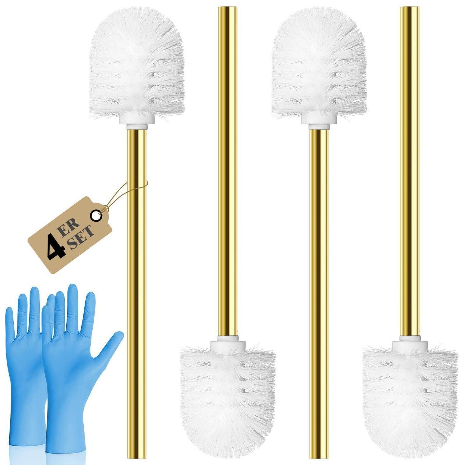 LuxusKollektion WC-Reinigungsbürste WC Bürste Weiß + Gold 6.5cm 4er Set, (4-tlg)