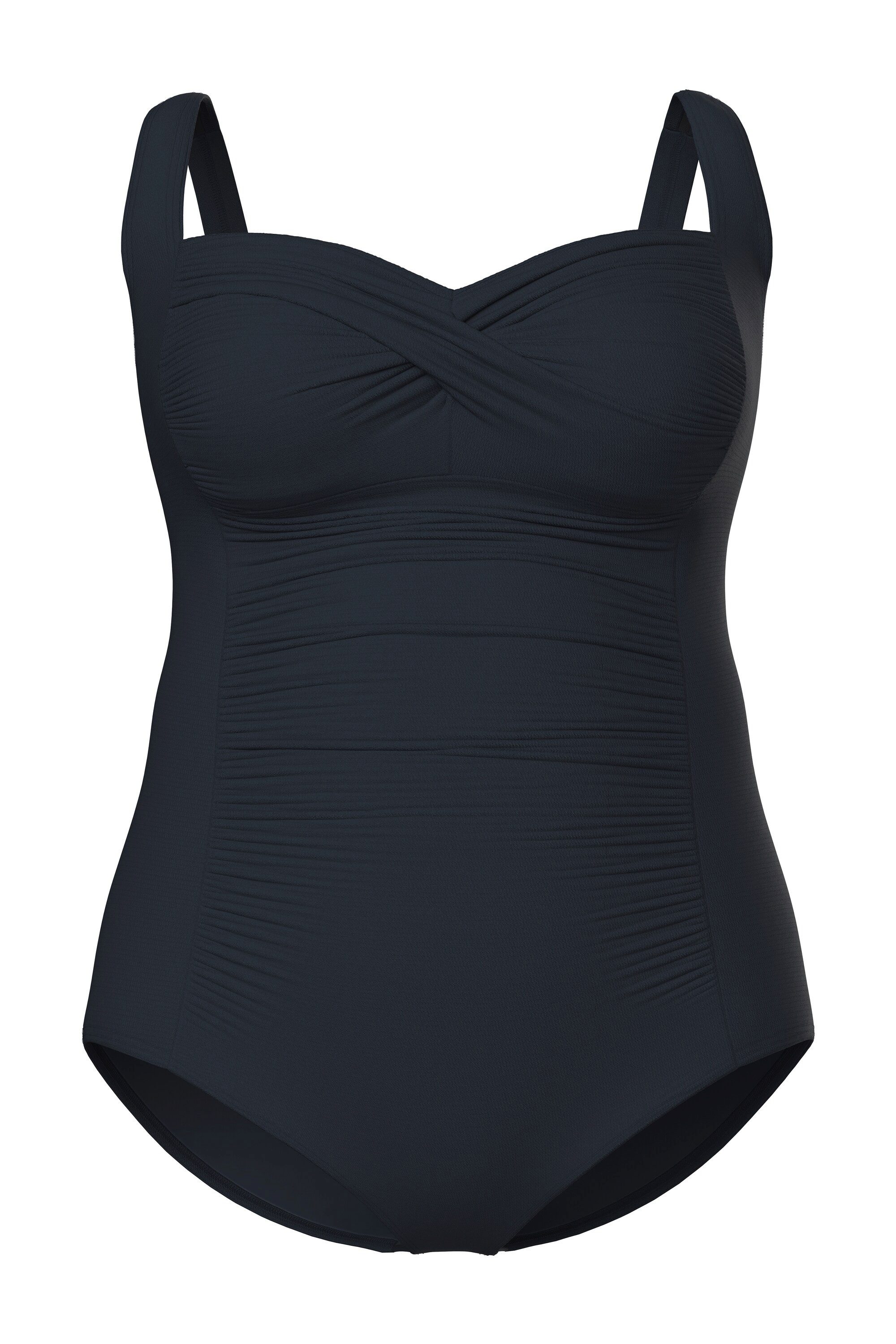 Ulla Popken Badeanzug Badeanzug Drapierung feine Struktur Softcups