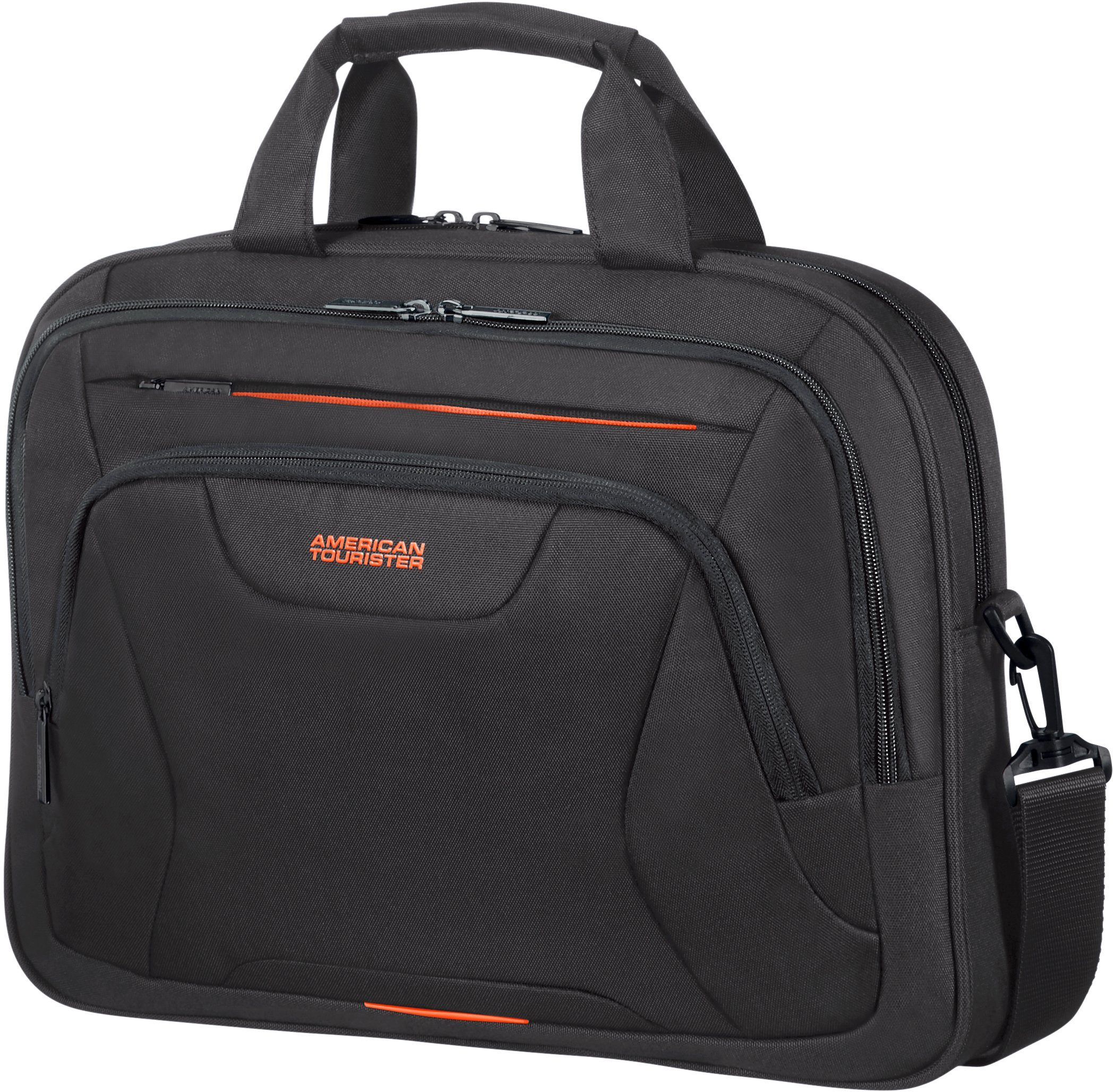 und 15,6-Zoll American Tourister® 10,5-Zoll Laptopfach black/orange mit Laptoptasche At Tabletfach Work,