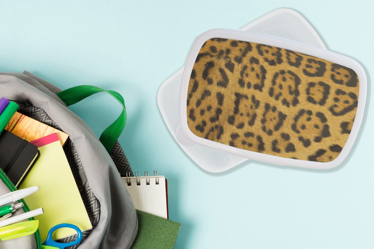 für Lunchbox MuchoWow und Kunststoff, Brotbox Leopardenfell, Mädchen für Kinder (2-tlg), und weiß Brotdose, Erwachsene, Jungs