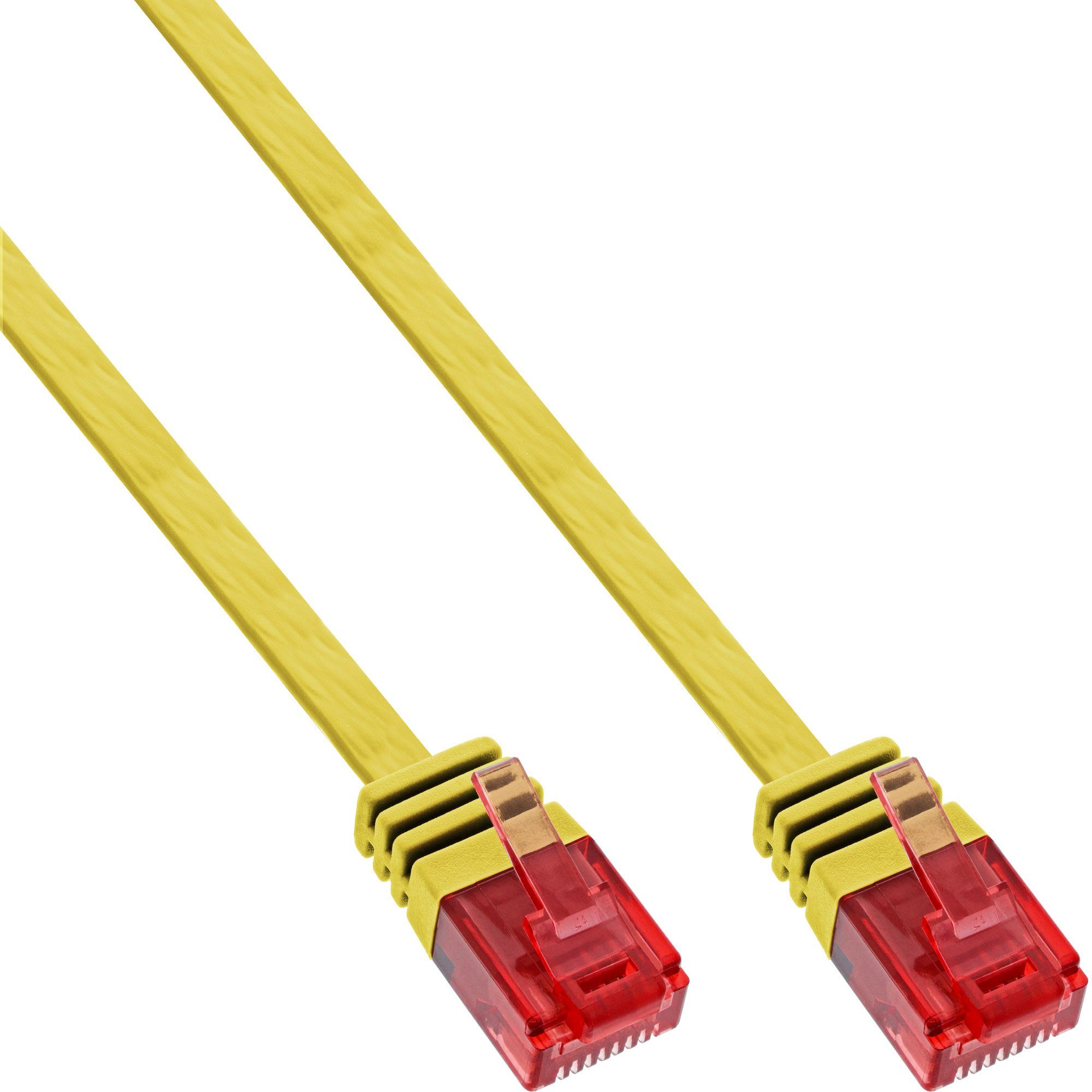 InLine® Patchkabel flach, U/UTP, Cat.6, gelb, 10m LAN-Kabel