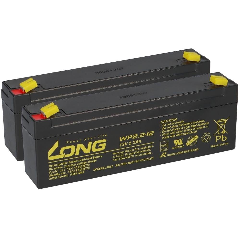 Kung Long 2x Bleiakku 12V 2,2Ah kompatibel Elektro Schiebetür AGM VdS Bleiakkus