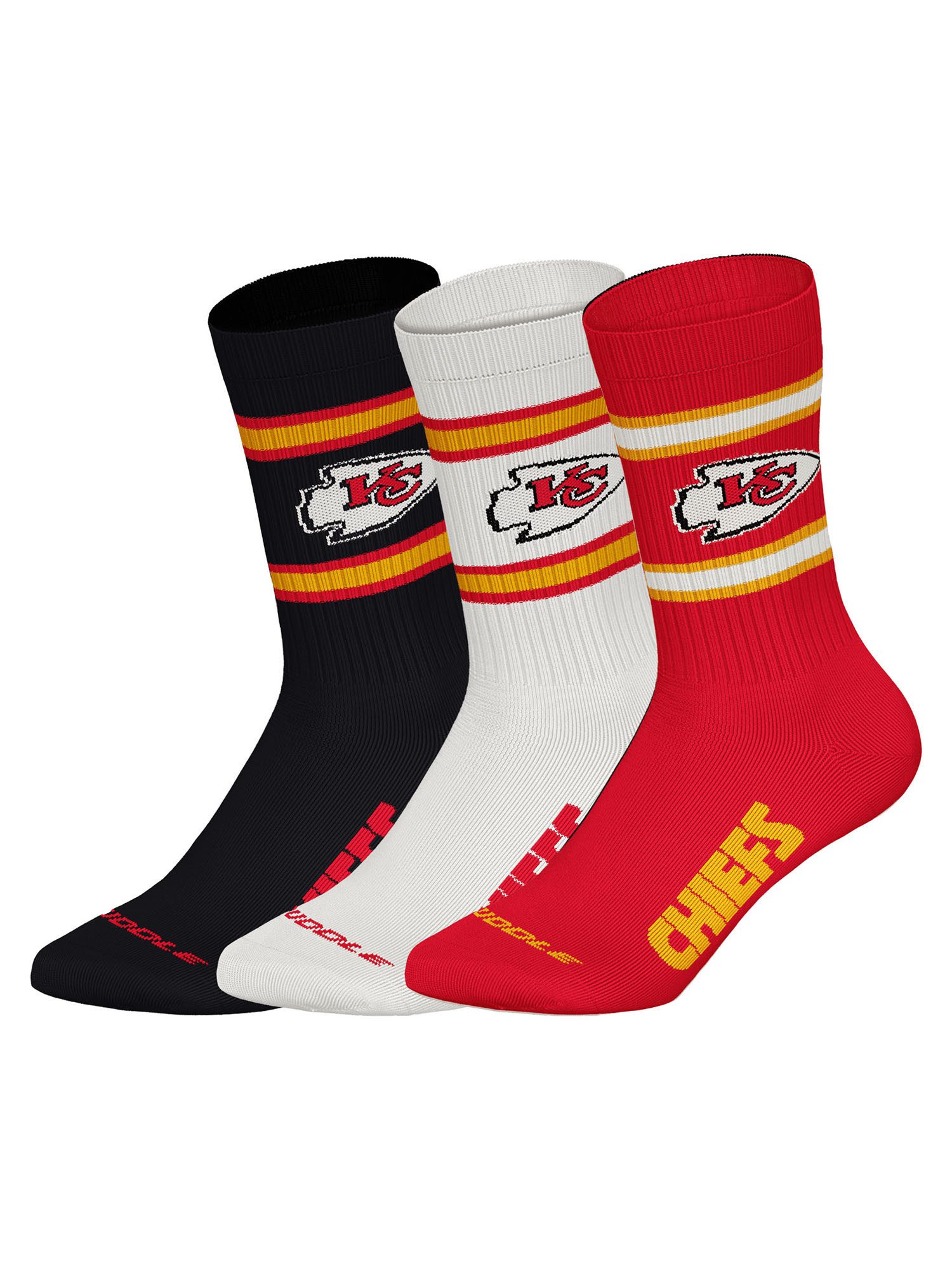 NFL Freizeitsocken Kansas City Chiefs Crew (3-Paar) Casual Socken, Alltagssocken