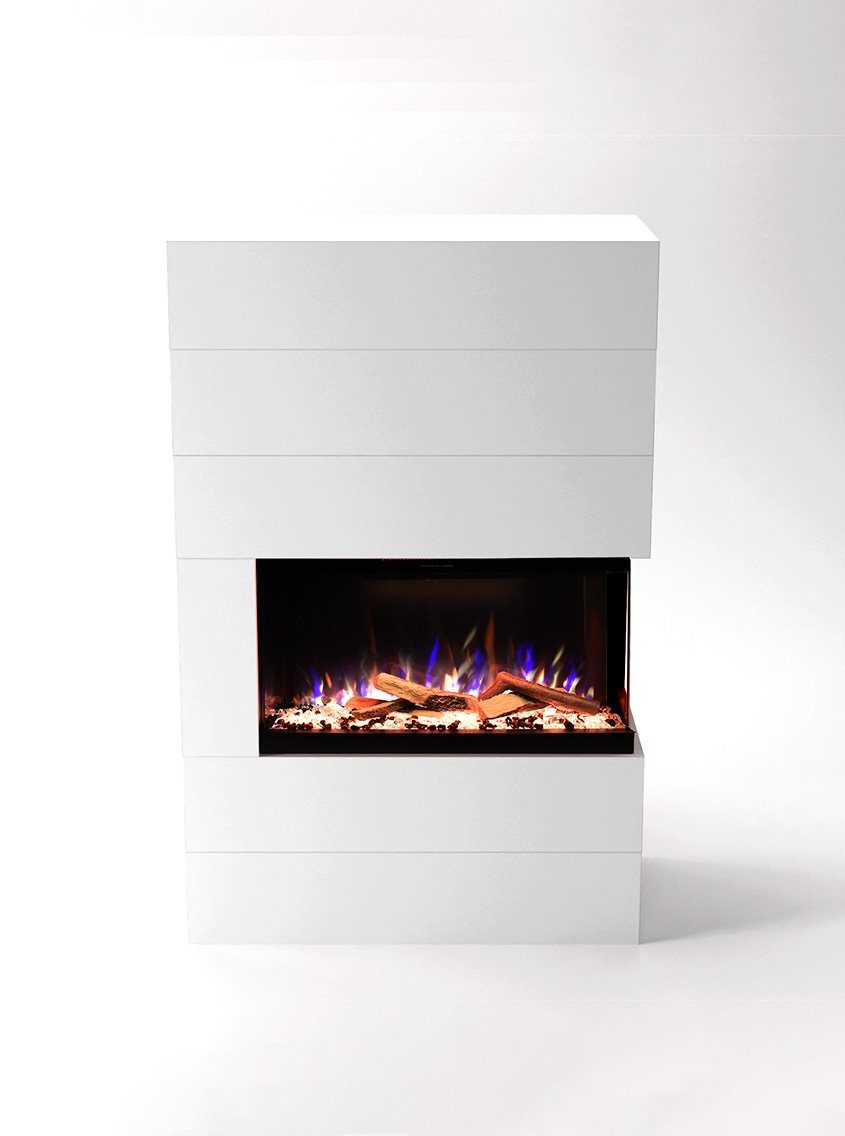 GLOW FIRE Elektrokamin LED E-Motion 3D - Portia, täuschend echte Flamme mit Heizung, 3 Dekorationen