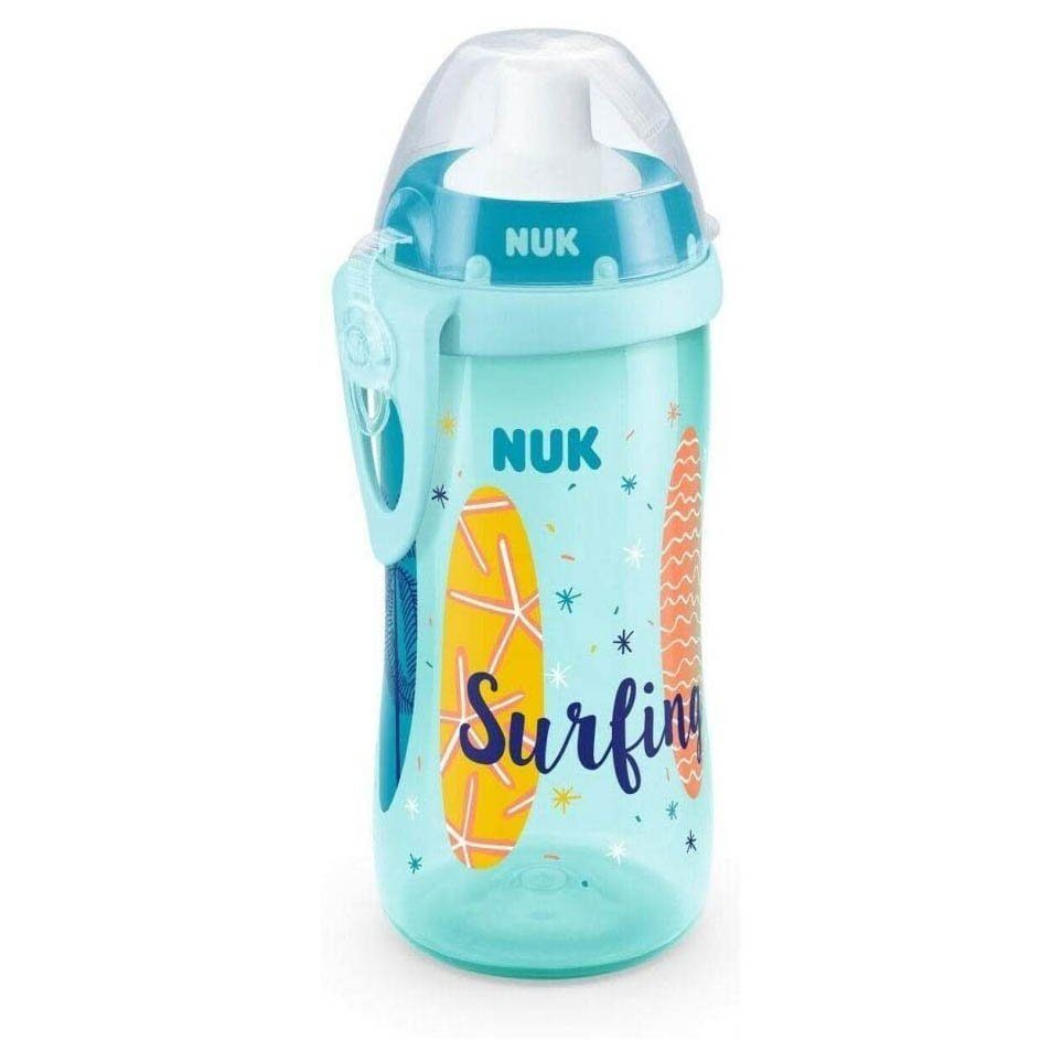 NUK Trinklernbecher NUK Beach Flexi Cup mit Trinkhalm, 300 ml, auslauf- und bruchsicher, 12+Monaten blau
