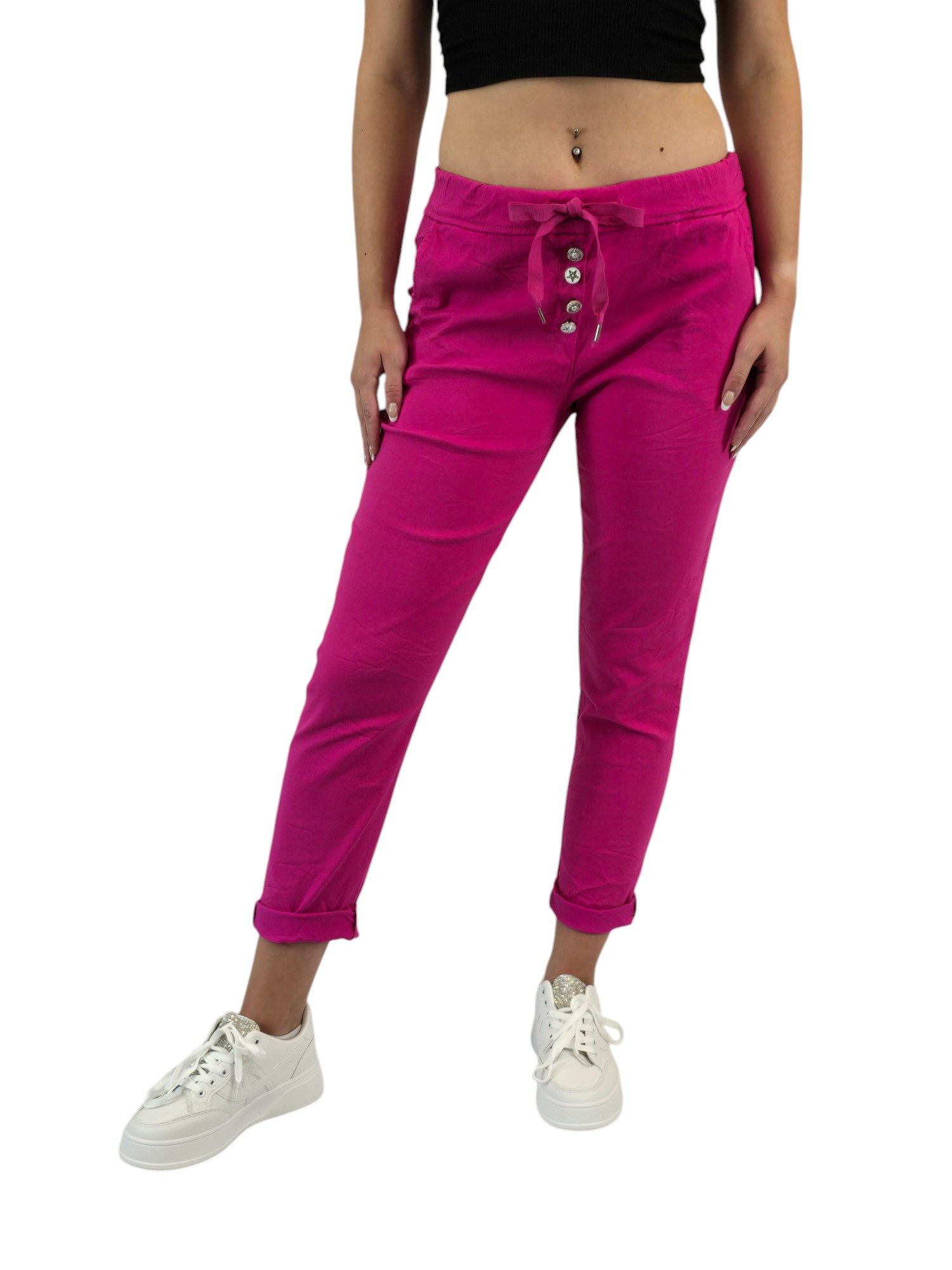 Rehoboth Moda Schlupfhose Damen Joggpants / Schlupfhose mit edlen Zierknöpfen und Bindeband