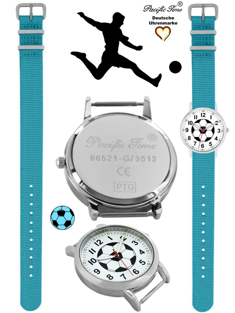 Mix Fußball Design Gratis Kinder - Match Wechselarmband, und Versand Time Pacific Quarzuhr hellblau Armbanduhr