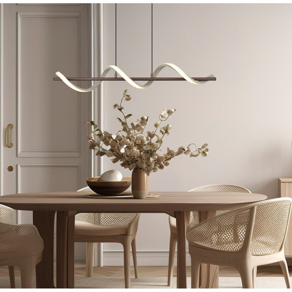 GLOBO LIGHTING LED Pendelleuchte, LED-Leuchtmittel fest verbaut, Warmweiß, LED Hängeleuchte Metall kaffeefarben matt Höhenverstellbar H 120 cm