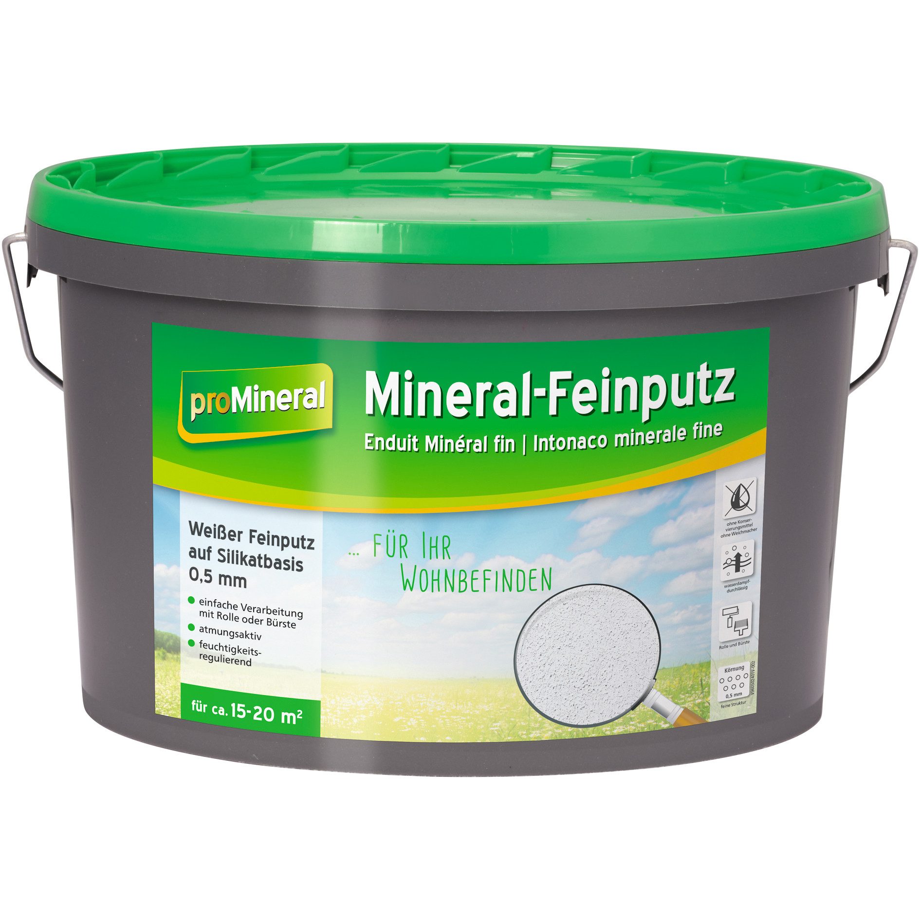 proMineral Dispersions-Silikatputz proMineral Mineral Feinputz 8kg Weiß atmungsaktiv, feuchtigkeitsregulierend, wasserdampfdurchlässig