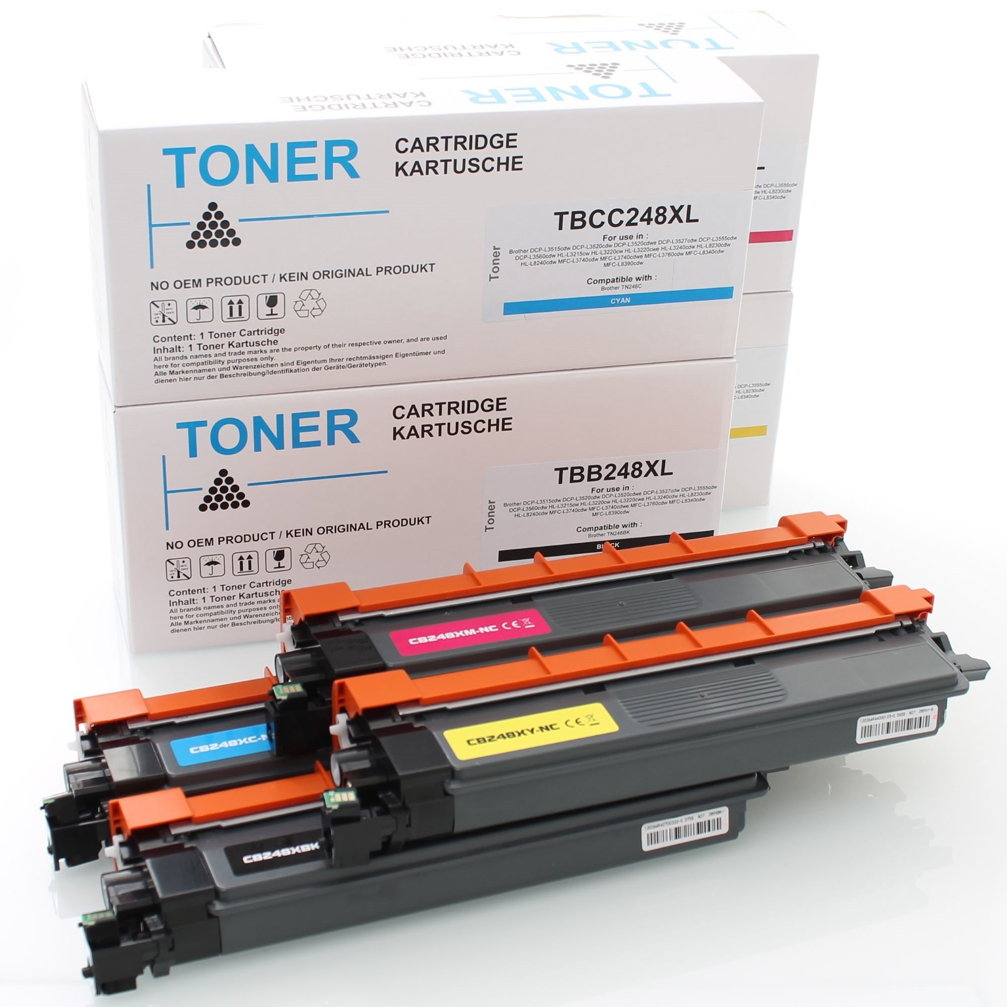 ABC Tonerkartusche, (Set 4x Toner für Brother TN248XL HL-L3220cw HL-L3220cwe HL-L3240c, Brother DCP-L3515cdw DCP-L3520cdw DCP-L3520cdwe DCP-L3527cdw DCP-L3555), cdw DCP-L3560cdw HL-L3215cw HL-L3220cw HL-L3220cwe HL-L3240cdw HL-L823
