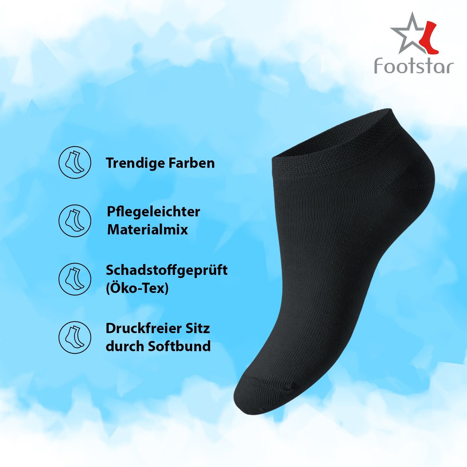 Footstar Sneakersocken EVERYDAY! Kinder Sneaker Socken (10 Paar) Kurze Socken für Kids (10-Paar) – Bild 2 von 3