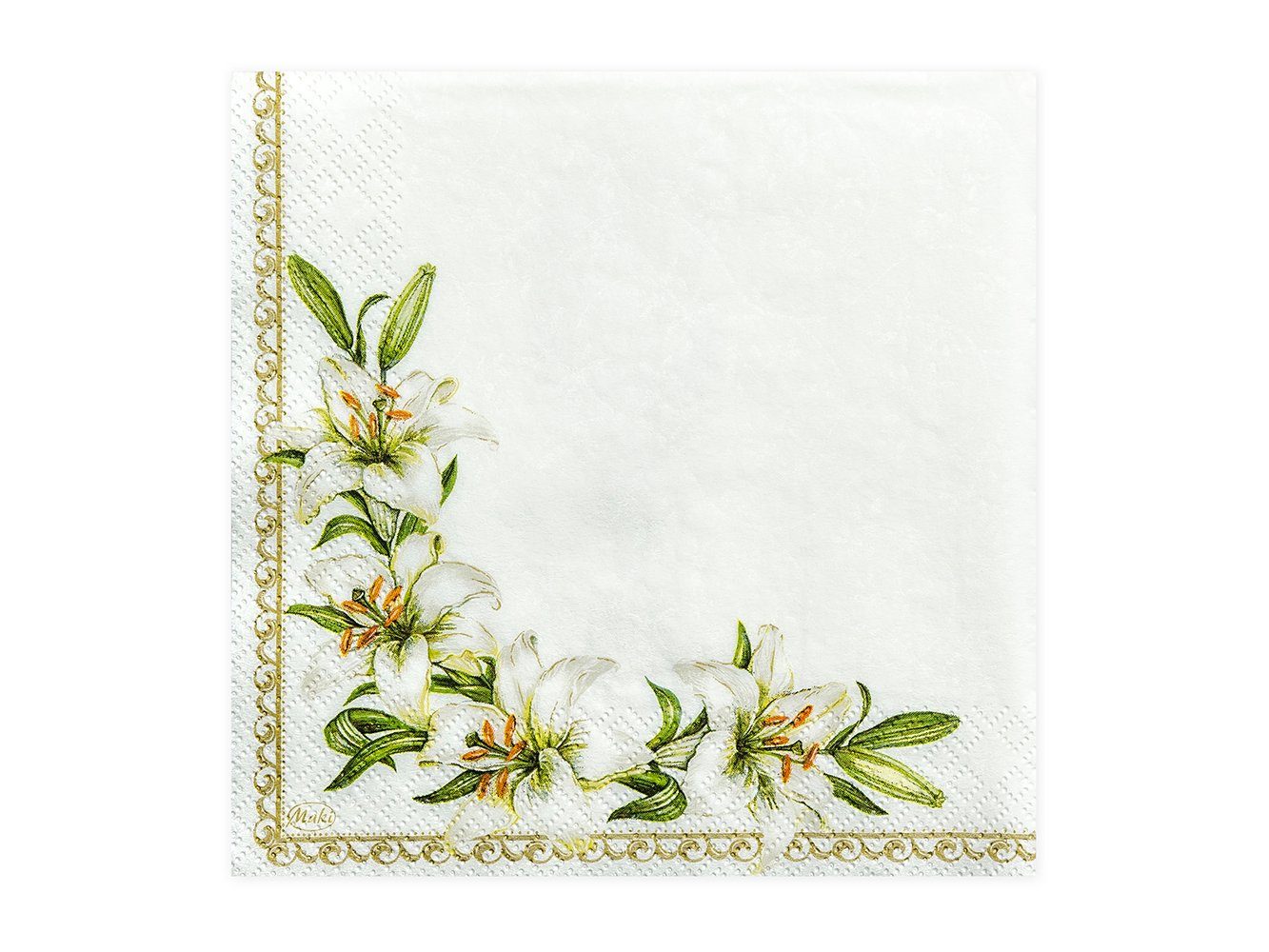partydeco Papierserviette, Servietten Kelch 33x33cm 20 Stück weiß grün gold