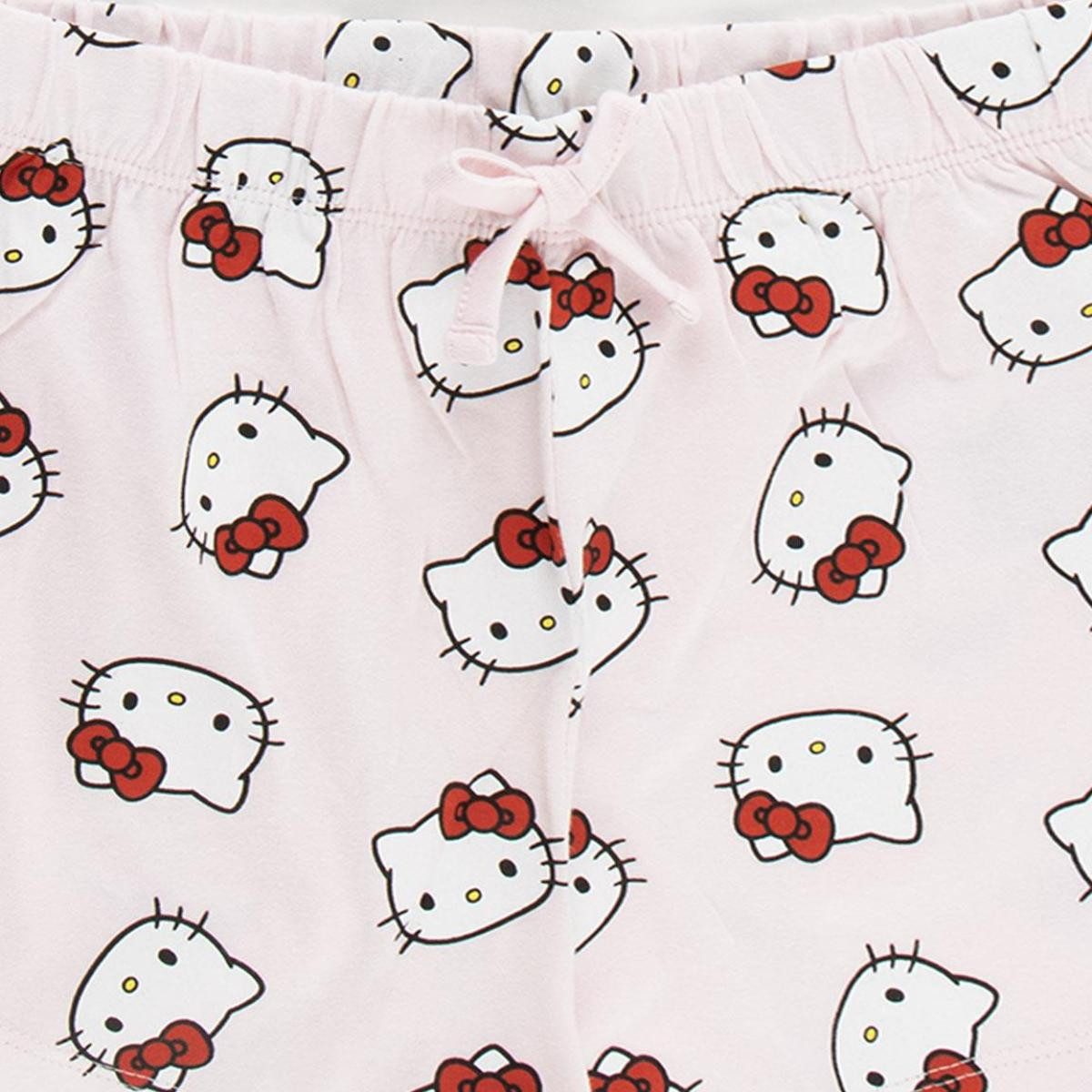 Hello Kitty Capri-Pyjama Baumwolle Kinder Schlafanzug kurz Pyjama Set Sommer (Packung, 2 Stück) – Bild 4 von 4