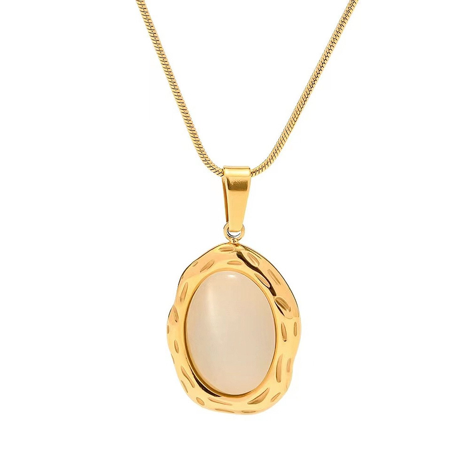 Kette mit Anhänger Halskette Damen mit Medaillon Edelstahl vergoldet