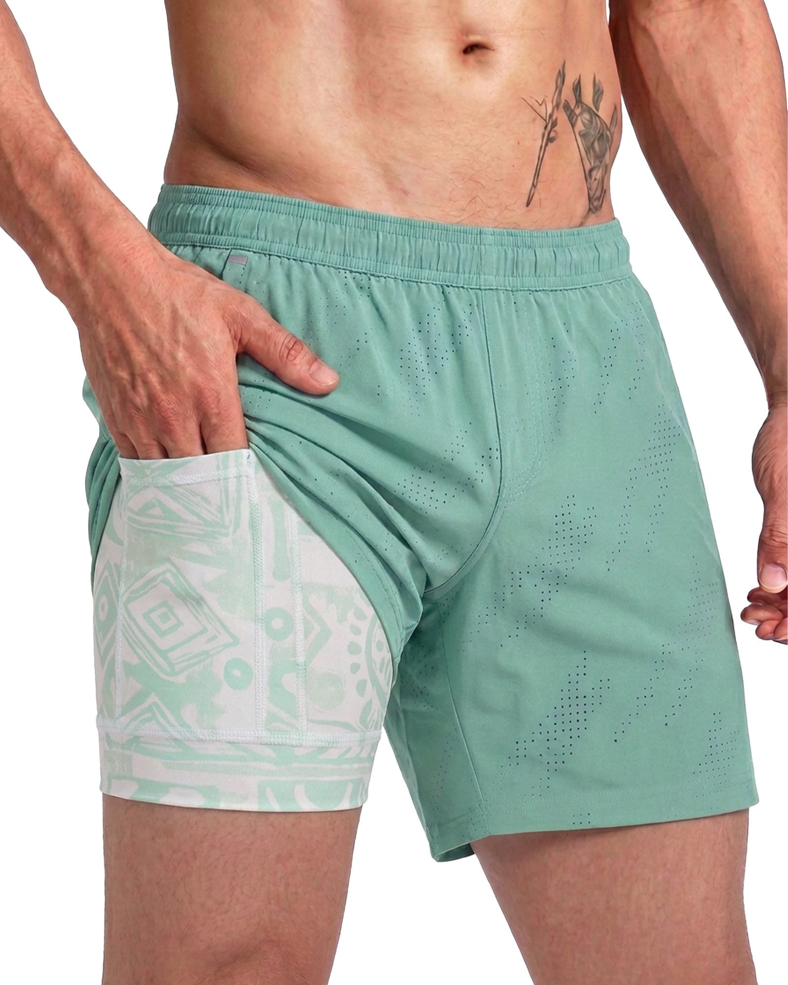 MaaMgic Laufshorts Herren 2-in-1 atmungsaktiv Trainingsshorts Stretch kurz Sporthose (1-tlg)