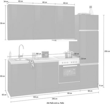 HELD MÖBEL Küchenzeile Ohio, mit E-Geräten, Breite 240 cm