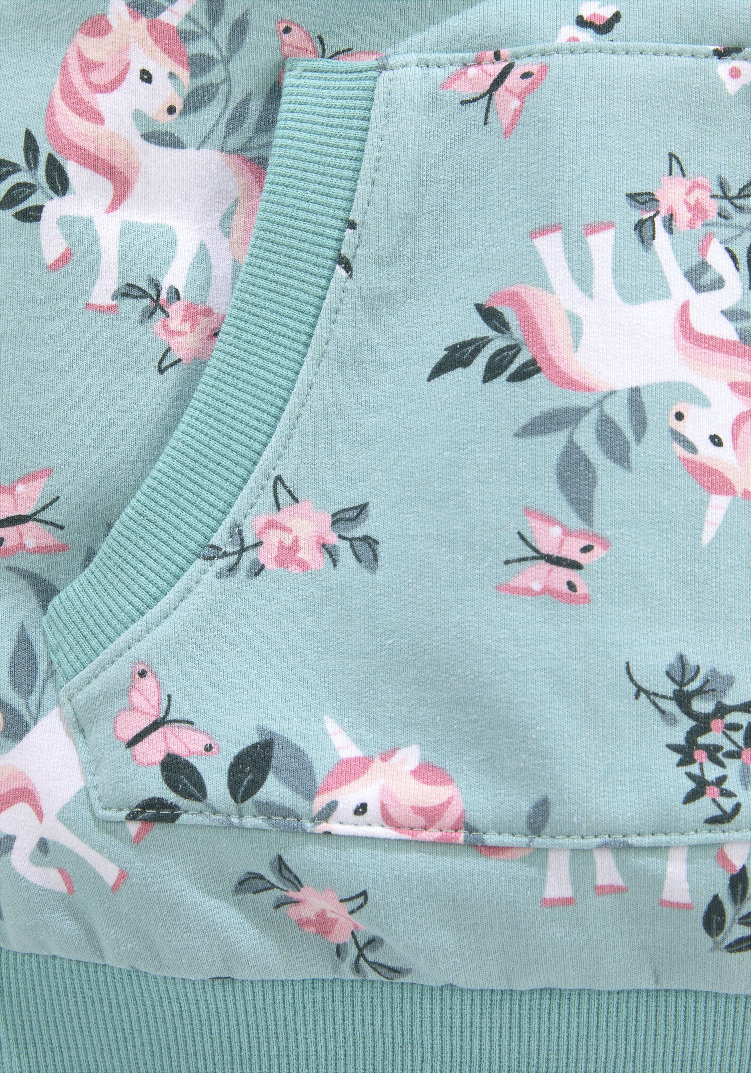 KIDSWORLD Sweatkleid Einhorn bis Mitte des Oberschenkels, mädchenhafter Style