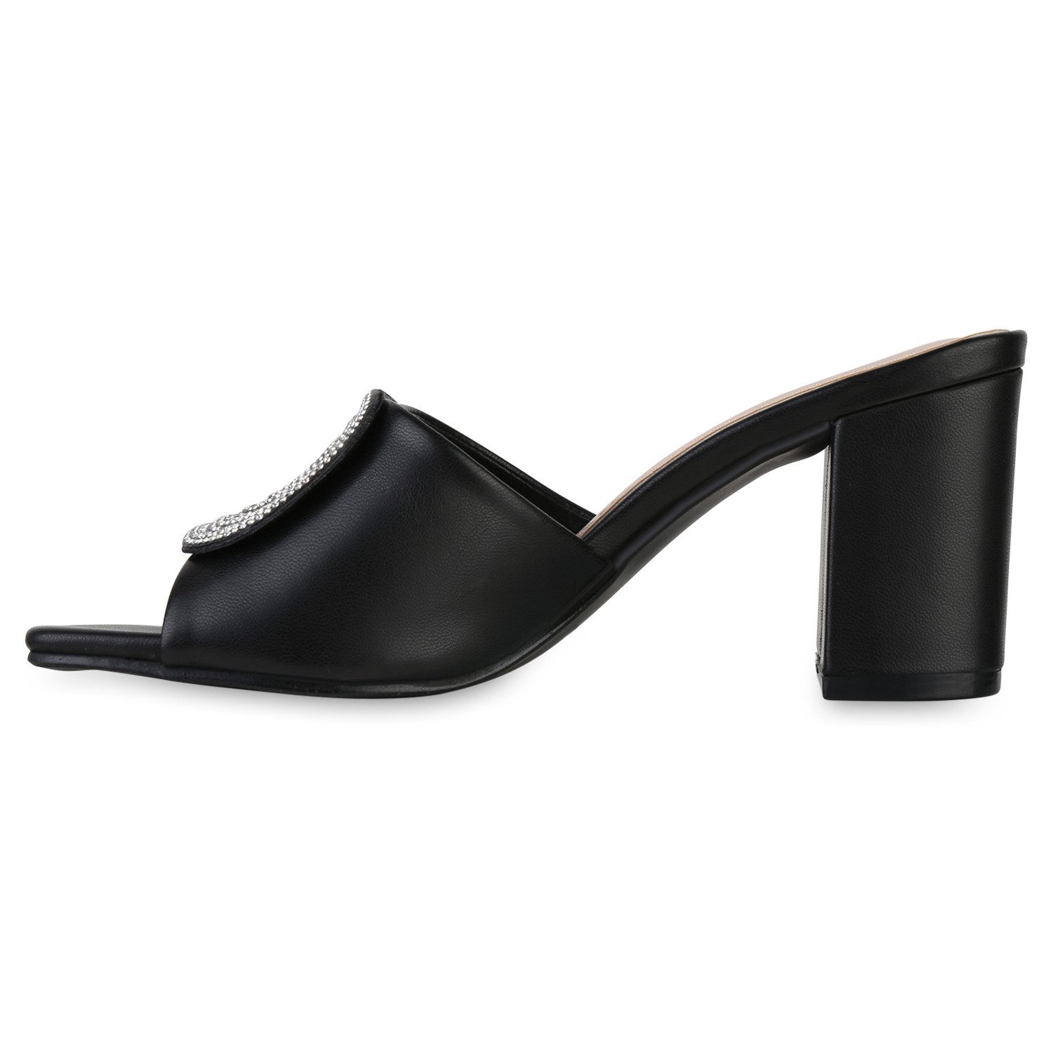 VAN HILL 841538 Sandalette Damen Pantoletten Sandaletten Strass Leder-Optik günstig online kaufen