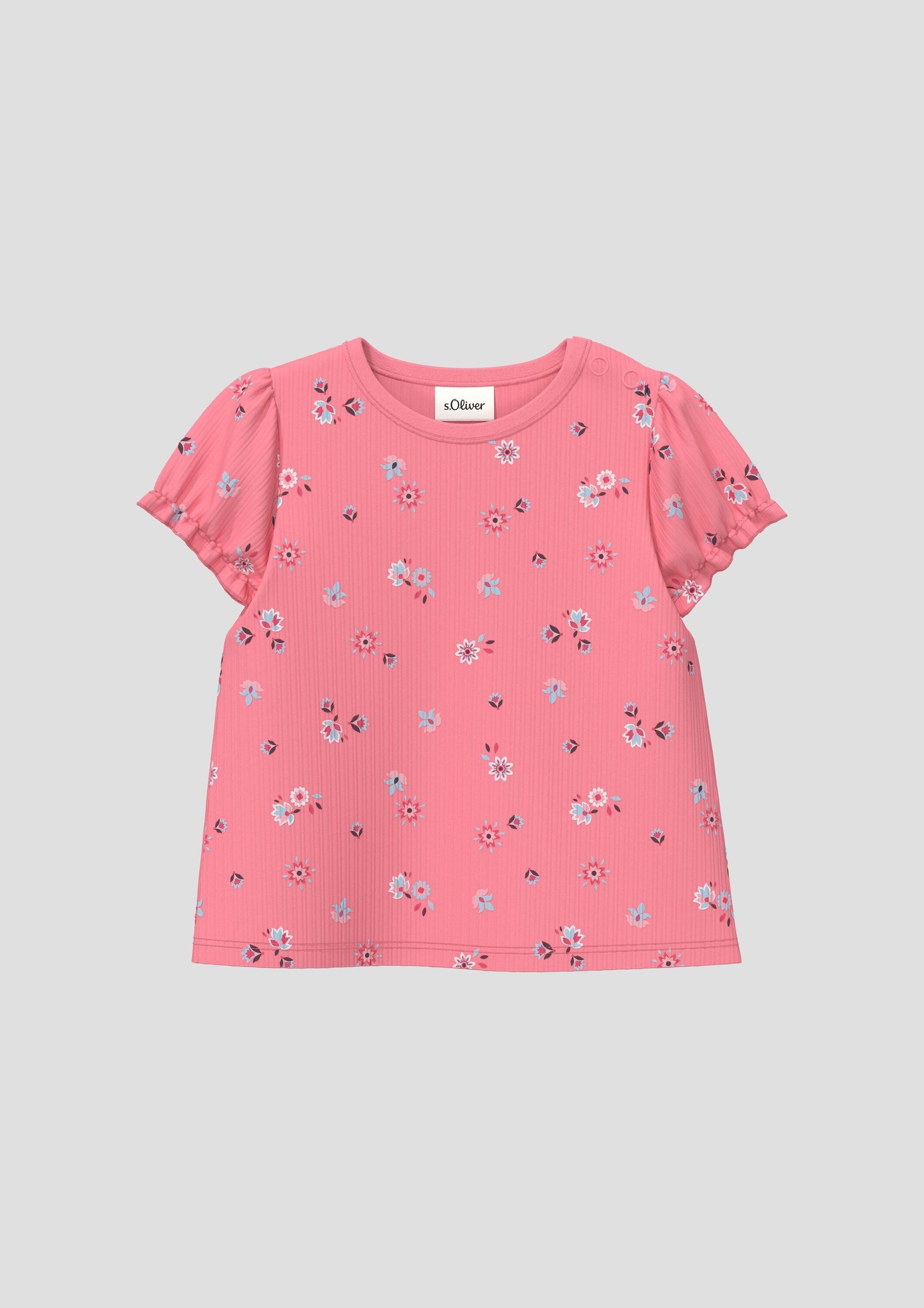 s.Oliver Kurzarmshirt T-Shirt Rippshirt im A-Shape mit Puffärmeln