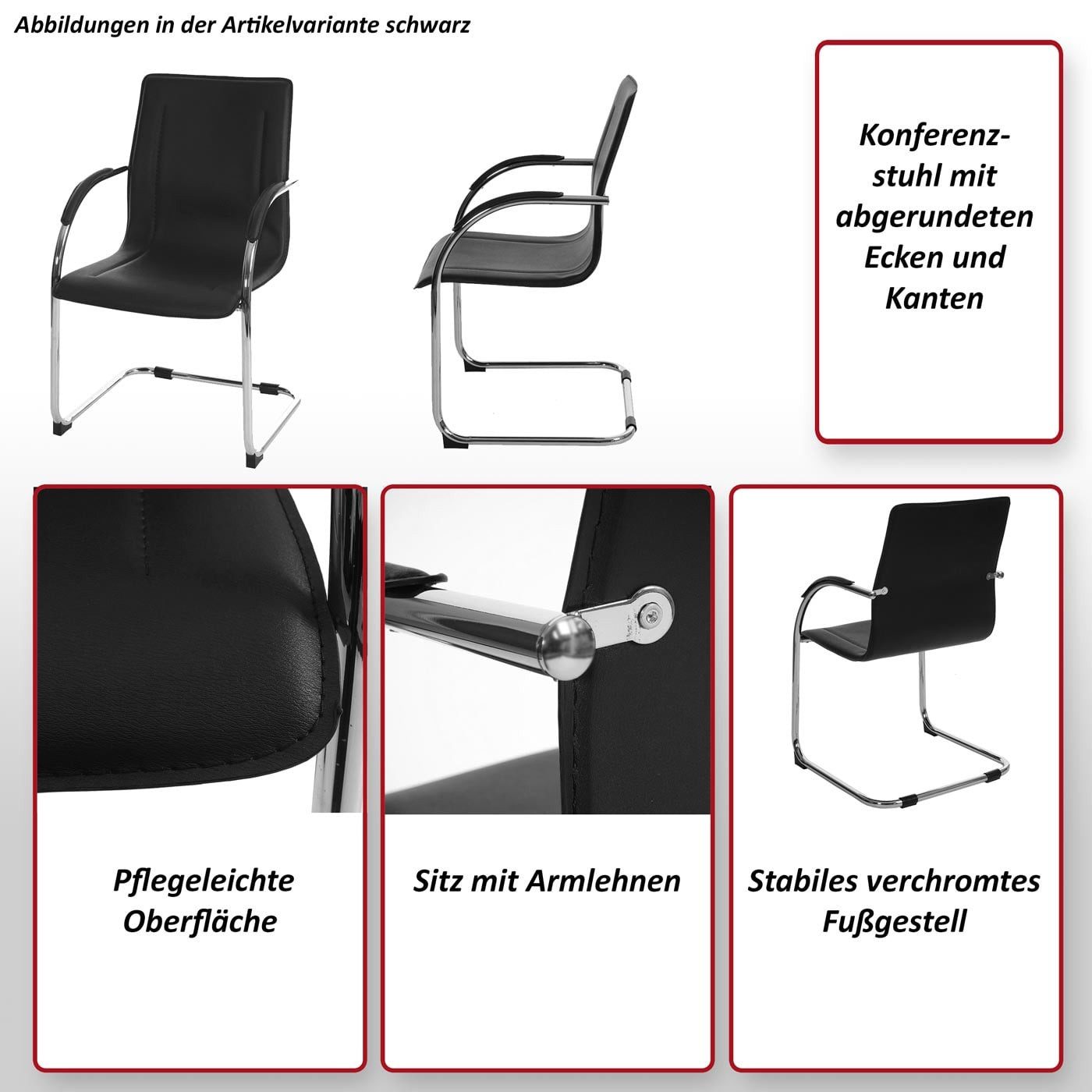 MCW Freischwinger Perm-2 (Set, 2 St), 2er-Set, Kippschutz, Rutschhemmende/bodenschonende Kunststoff-Gleiter