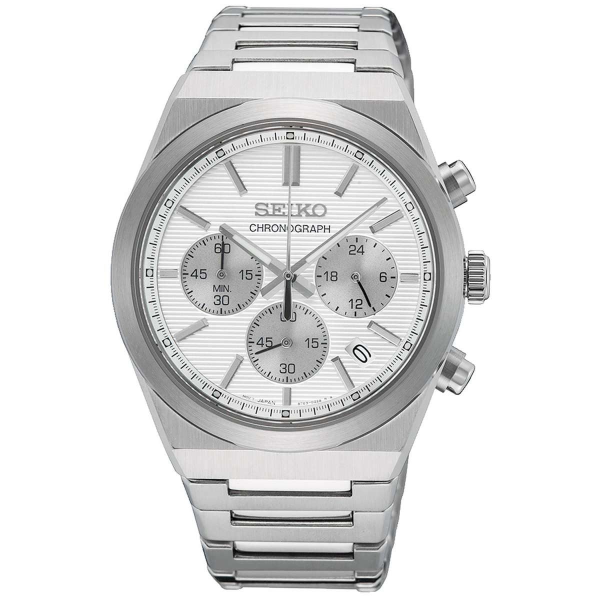 Seiko Quarzuhr SSB451P1, Herrenuhr Chronograph Stahl/Silberfarben