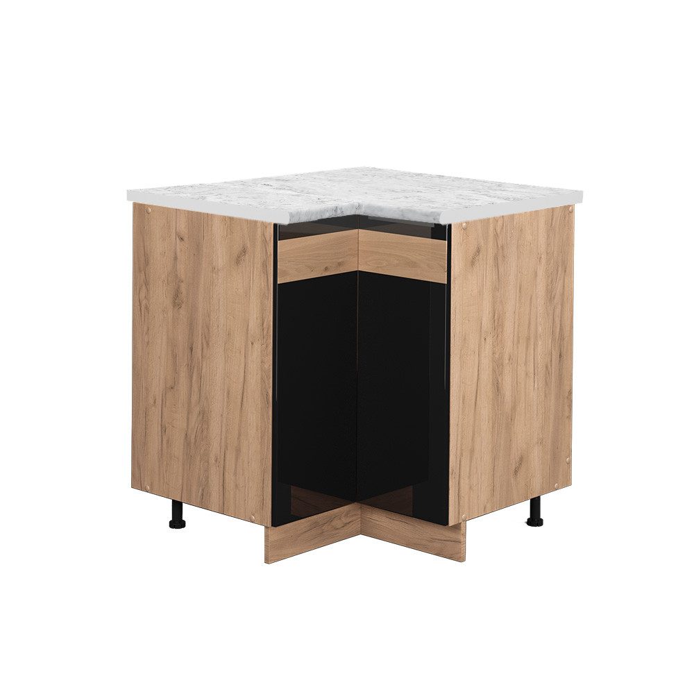 Vicco Eckunterschrank Fame-Line, Schwarz Eiche hochglanz/Goldkraft günstig online kaufen