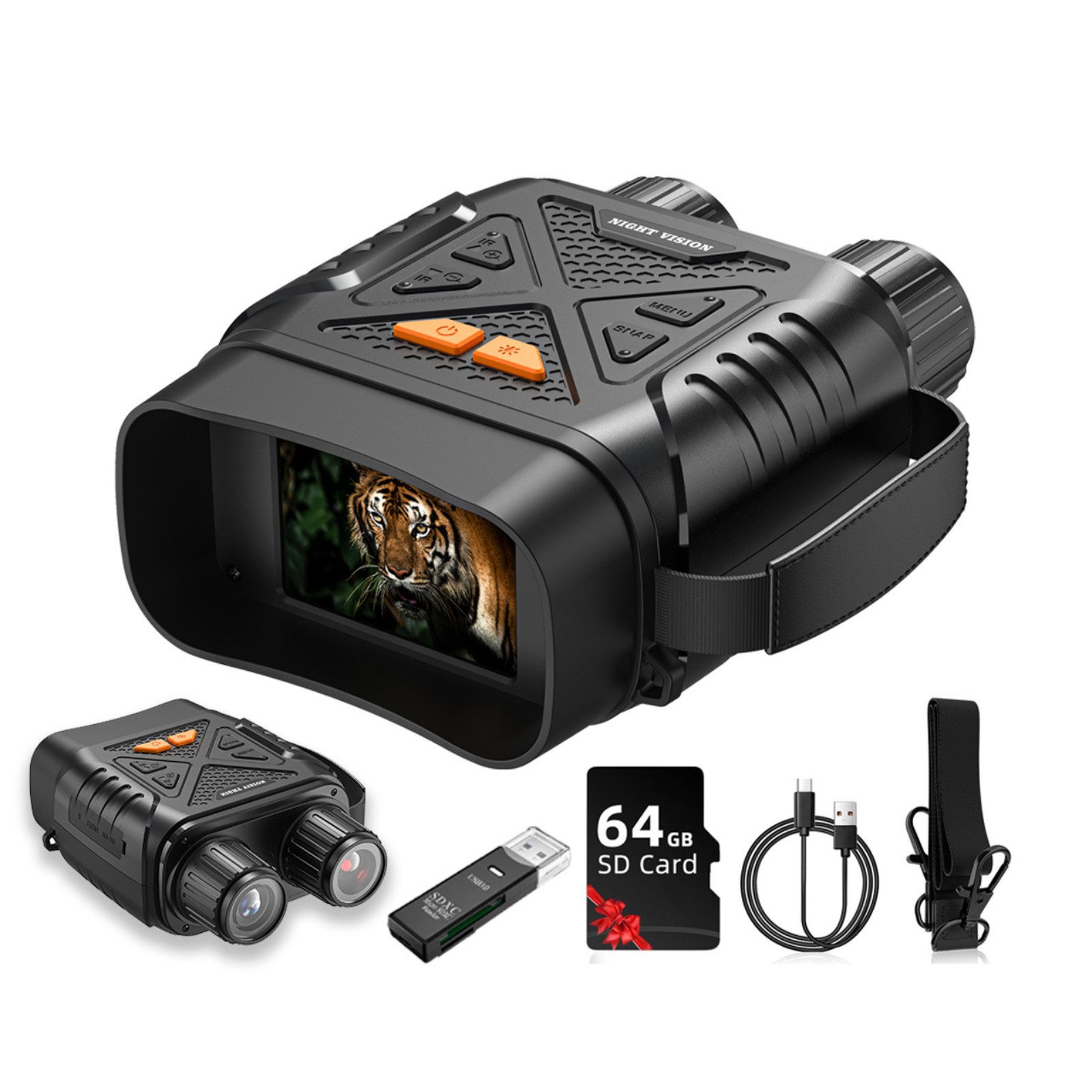 Tekoo Nachtsichtgerät Digitales Nachtsichtgerät mit Infrarot, 800m Sicht & 1080P Video, Inklusive 64GB Micro-SD Speicherkarte