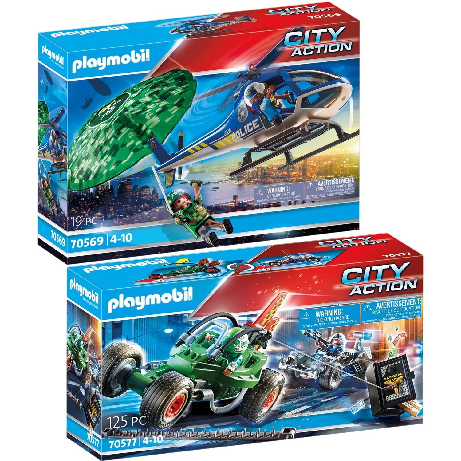 Playmobil® Spielbausteine 70569 70577 City Action 2er Set  Polizei-Hubschrauber +