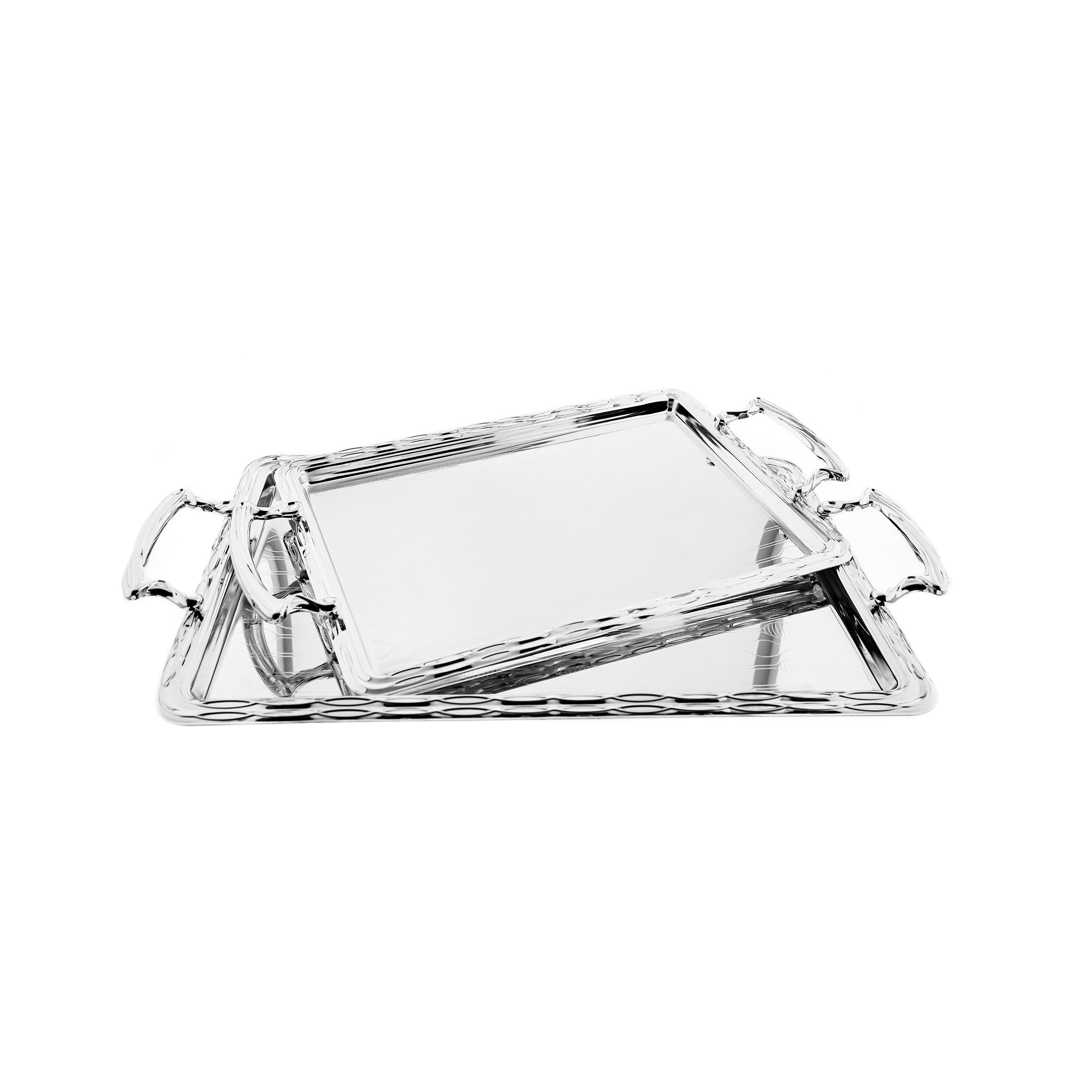 Sunay Servier-Set 2er Set Gemusterte Serviertabletten - Edelstahl mit eleganten Griffen, (2-tlg)