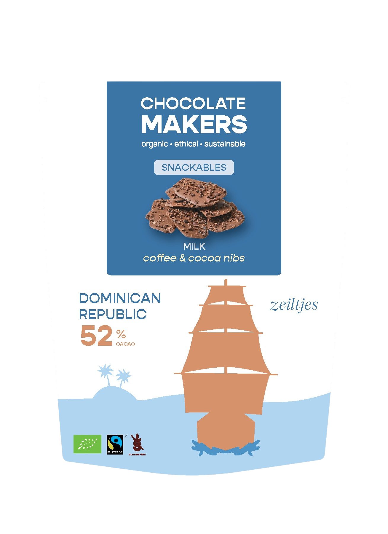 El Puente Kakao Segel-Milchschokolade 52% Kaffee & Kakaonibs, Fair Trade, Bio, Fair Trade