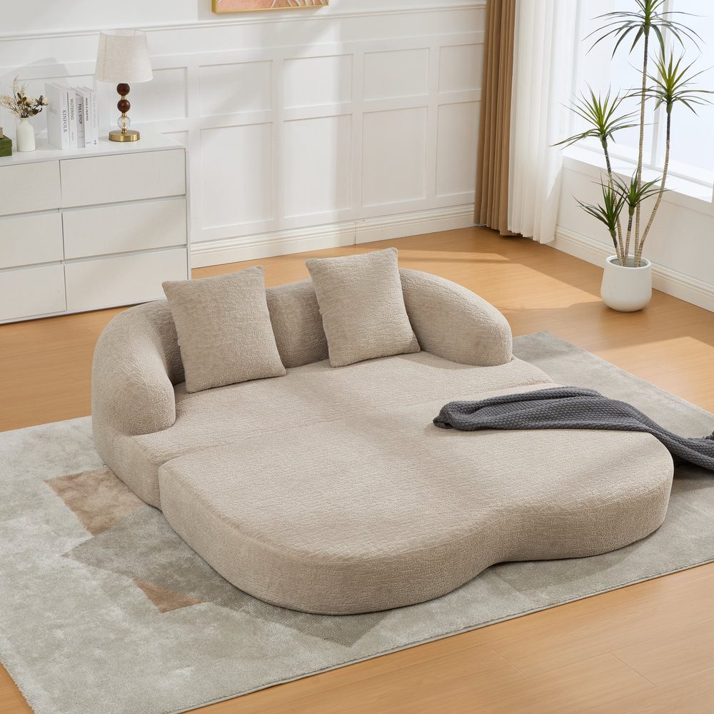 Odikalo Schlafsofa 2-in-1-Schnellsofa Chenille für zwei Personen mit zwei Kissen, 2-Sitzer Loungesofa, ausklappbares Doppelschlafsofa, vielseitiges Sofa für Gästezimmer und Wohnzimmer