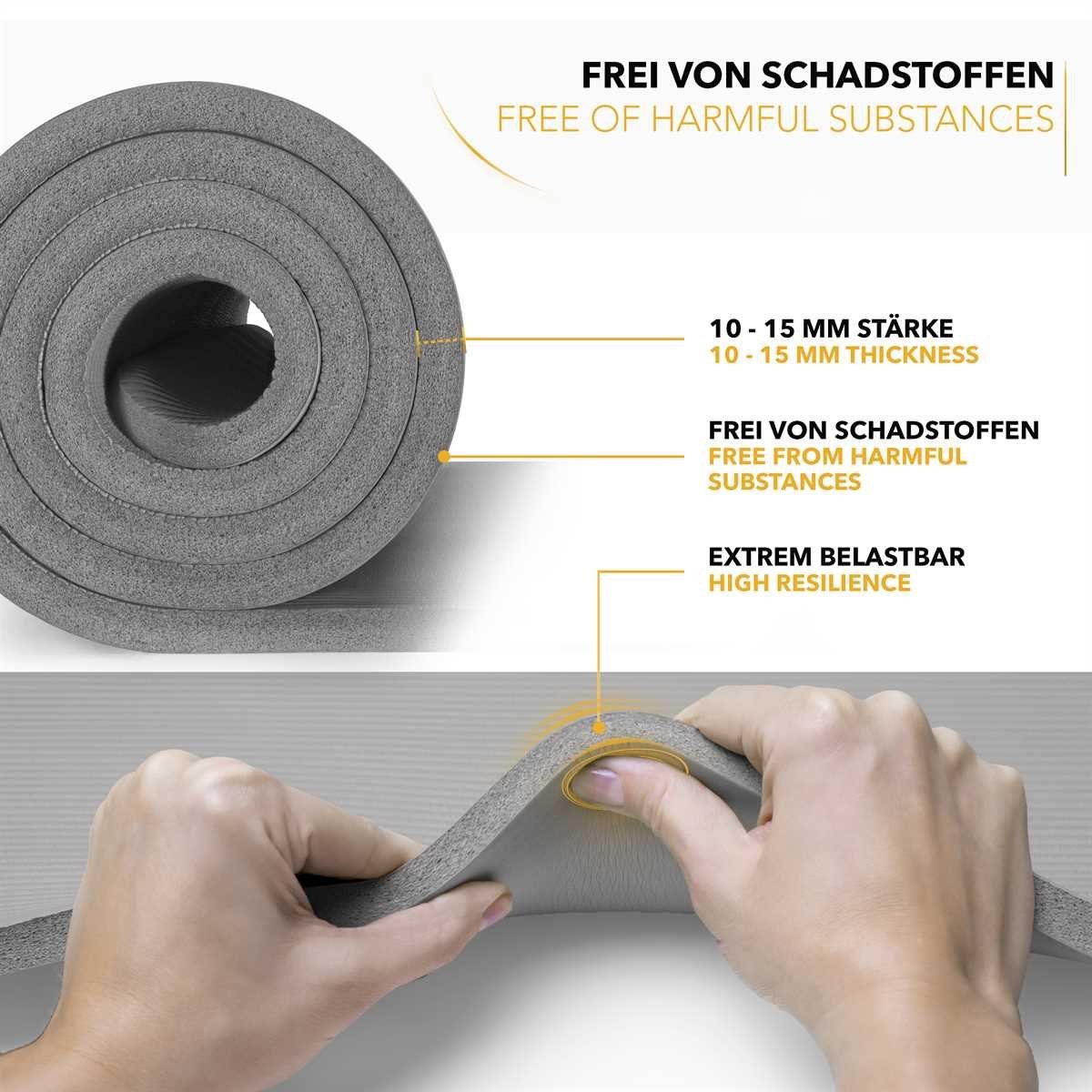 TRESKO Gymnastikmatte rutschfest mit Tragegurt Sportmatte gepolstert, Yogamatte Gymnastikmatte Dick Fitnessmatte – Bild 5 von 5