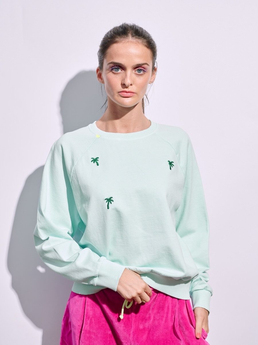another brand Sweatshirt mit bestickten Palmen