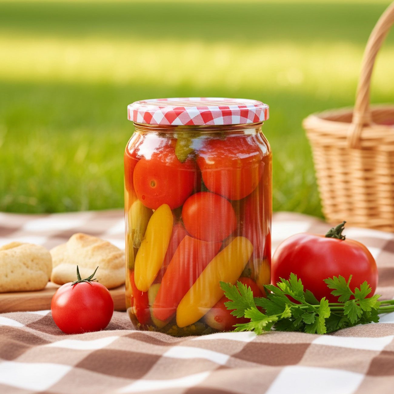 Casativo Einmachglas Einmachgläser 720ml – Sturzgläser mit Karo-Deckel für Marmelade, (4-tlg), Ideal zum Einwecken, Konservieren und Aufbewahren
