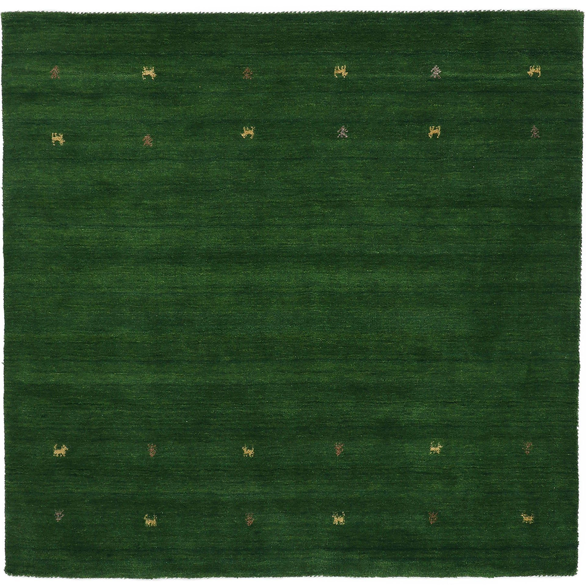 carpetfine Wollteppich Gabbeh-Uni, quadratisch, Höhe: 15 mm, reine Wolle, handgewebt, Gabbeh Loom Tiermotiv, Sonderform Quadrat