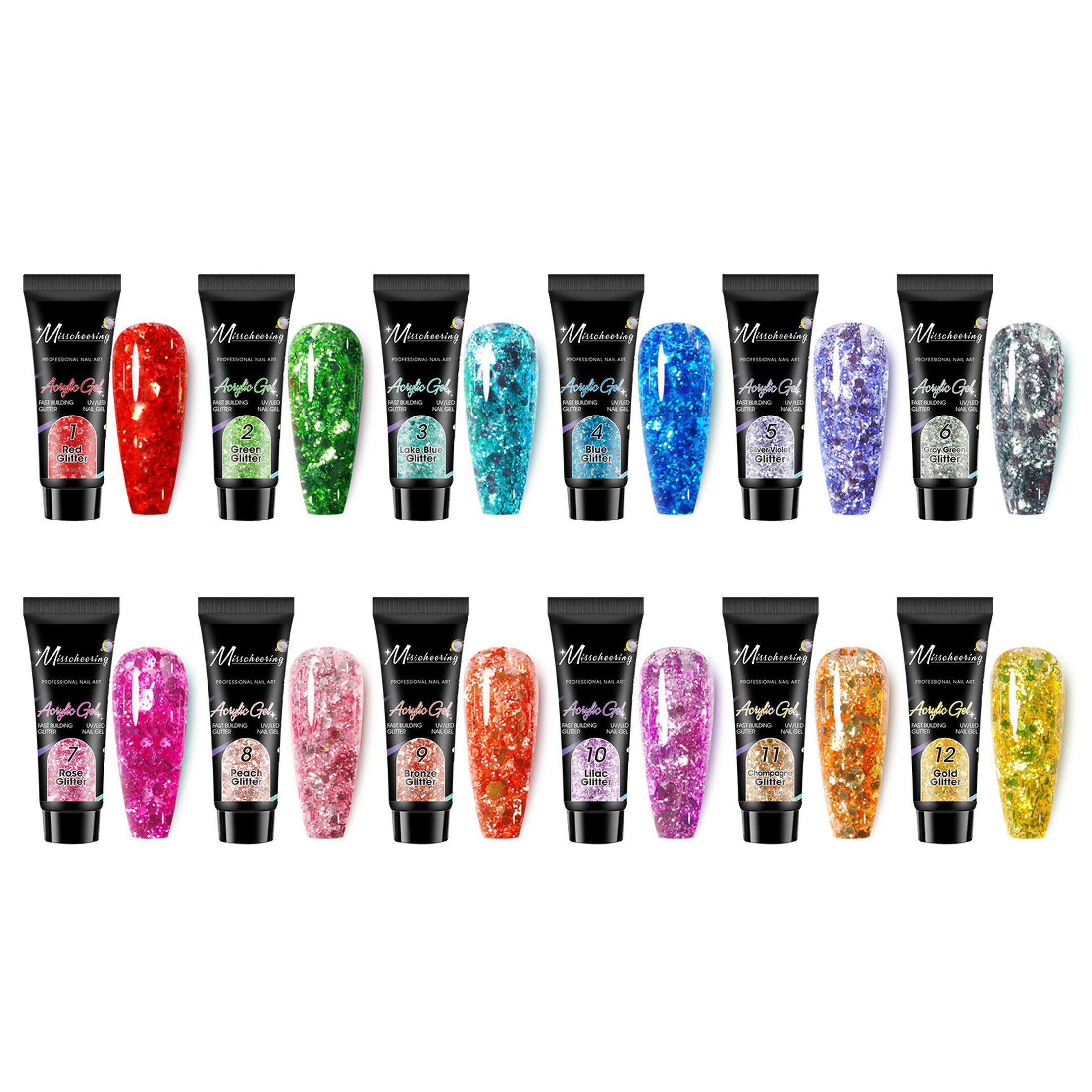 KINSI Gel-Nagellack Polygel Nagel Set 12 Farben - Starter Kit für Nagelverlängerung, Nail Builder Gel für langanhaltende French Gels & Nail Art Design