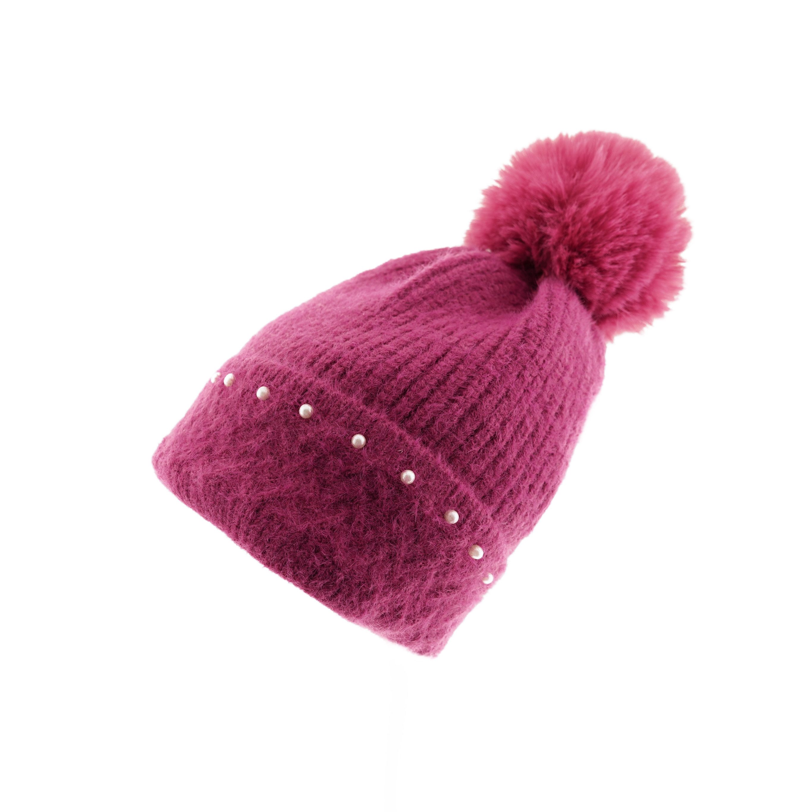 Faera Bommelmütze Strickmütze mit Perlen bestickt günstig online kaufen