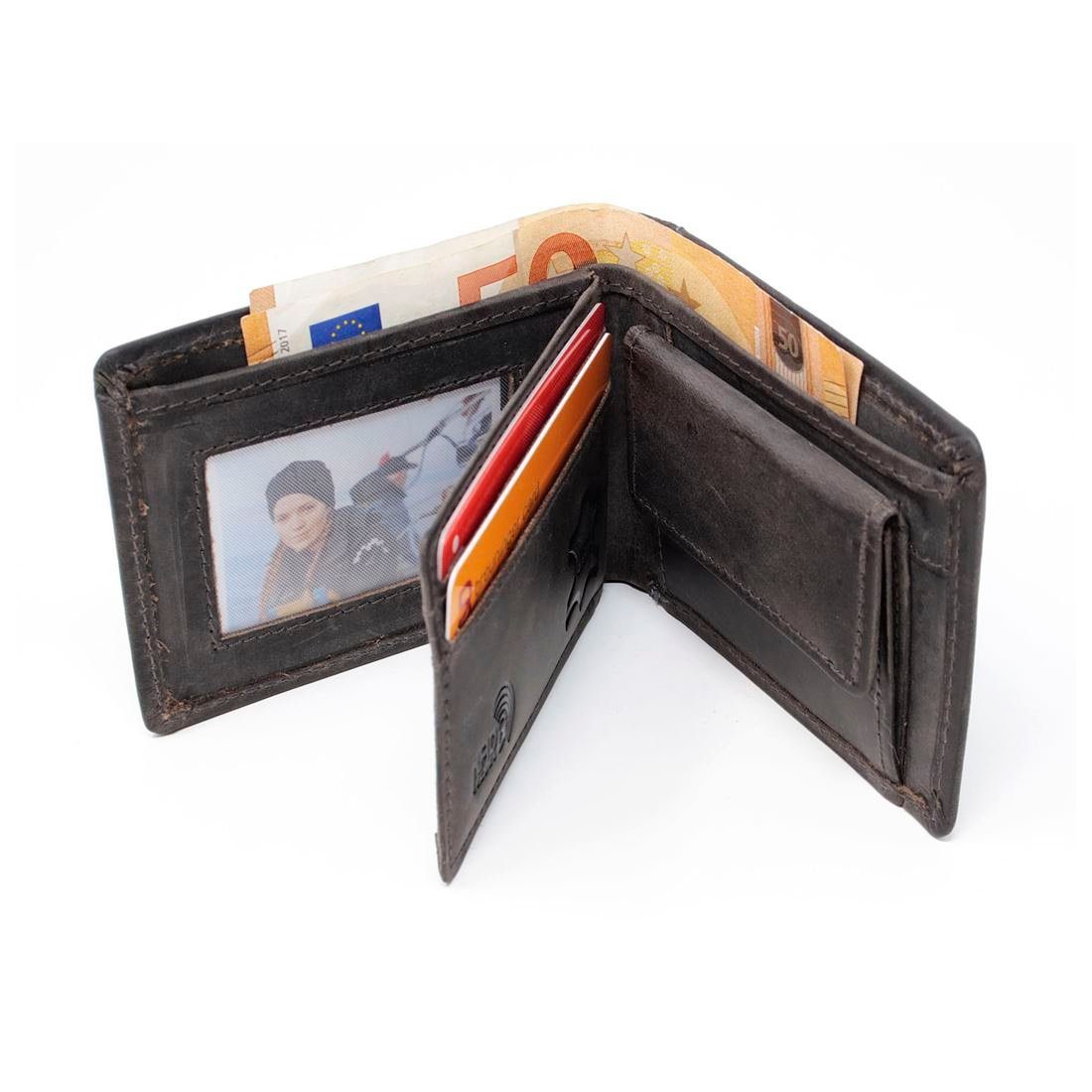 Leder Portemonnaie, Lederbörse RFID Männerbörse SHG Geldbörse Münzfach Herren Brieftasche Börse mit Schutz