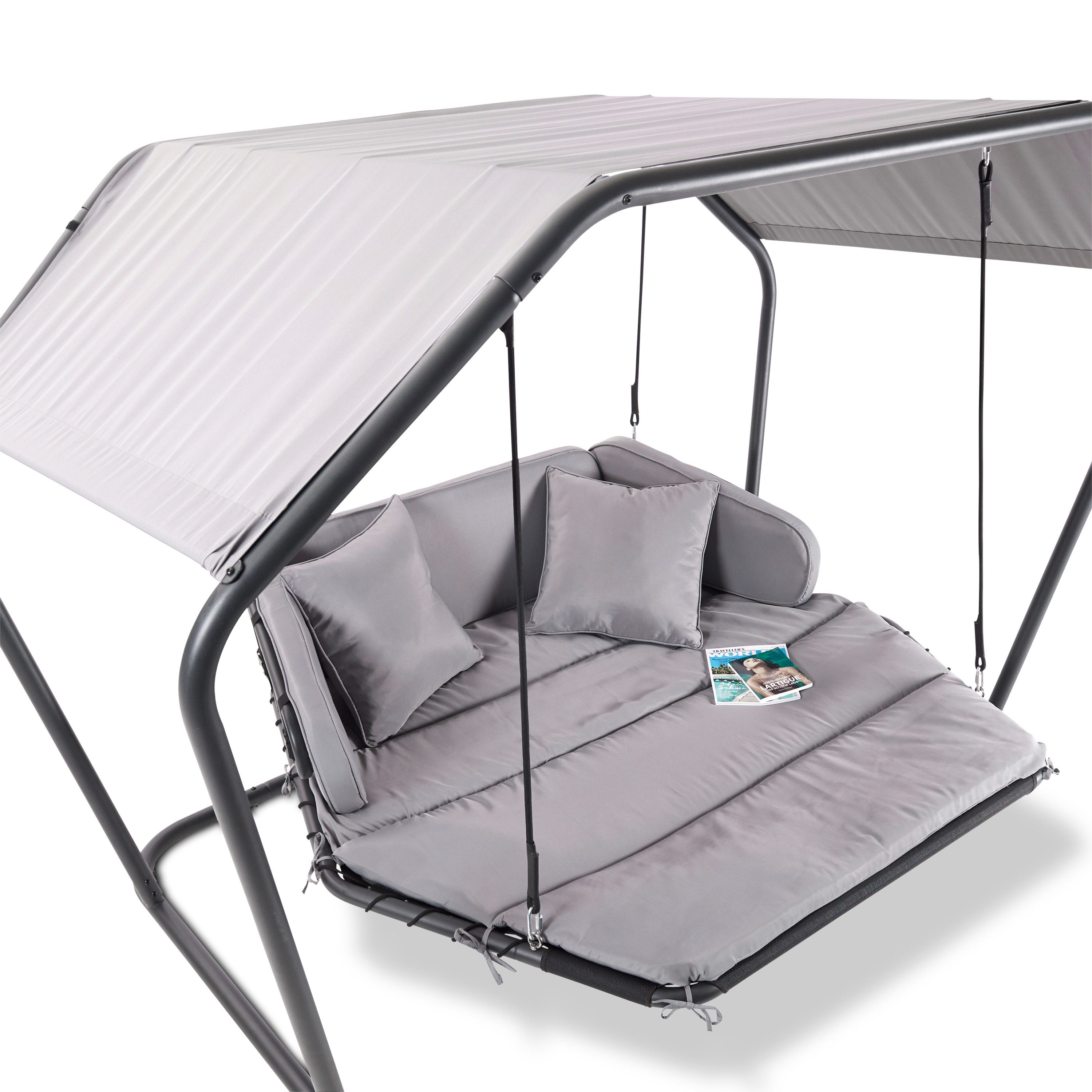 Leco Hollywoodschaukelersatzdach Dachtextil zur Hollywoodliege Laureen grau