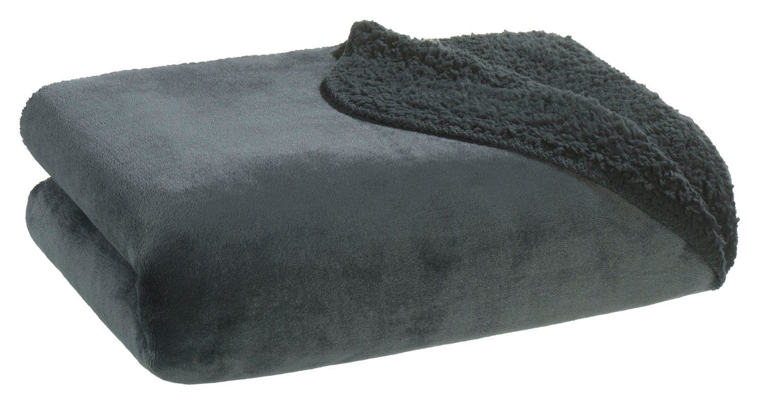 Wohndecke SEBASTIAN, Anthrazit, 150 x 200 cm, Polyester, casa NOVA, wendbar
